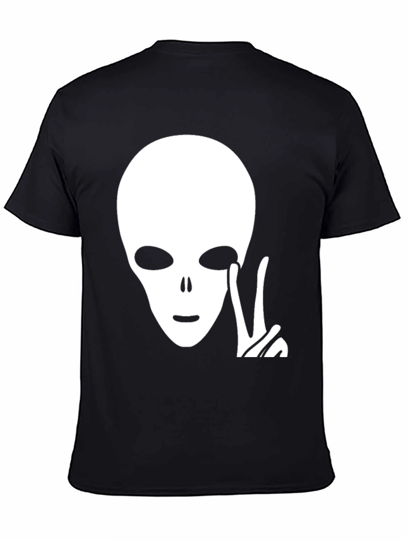 Alien Peace Sign Graphic Tee - Black