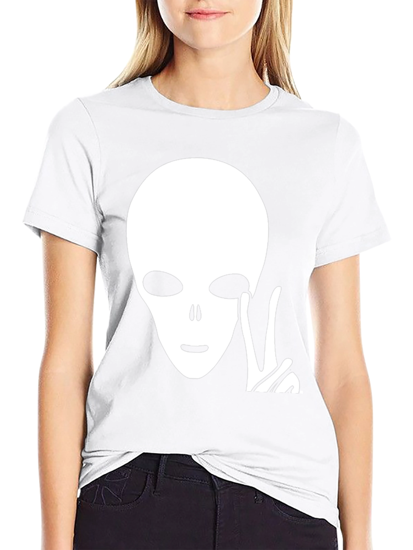 Alien Peace Sign Graphic Tee - Black