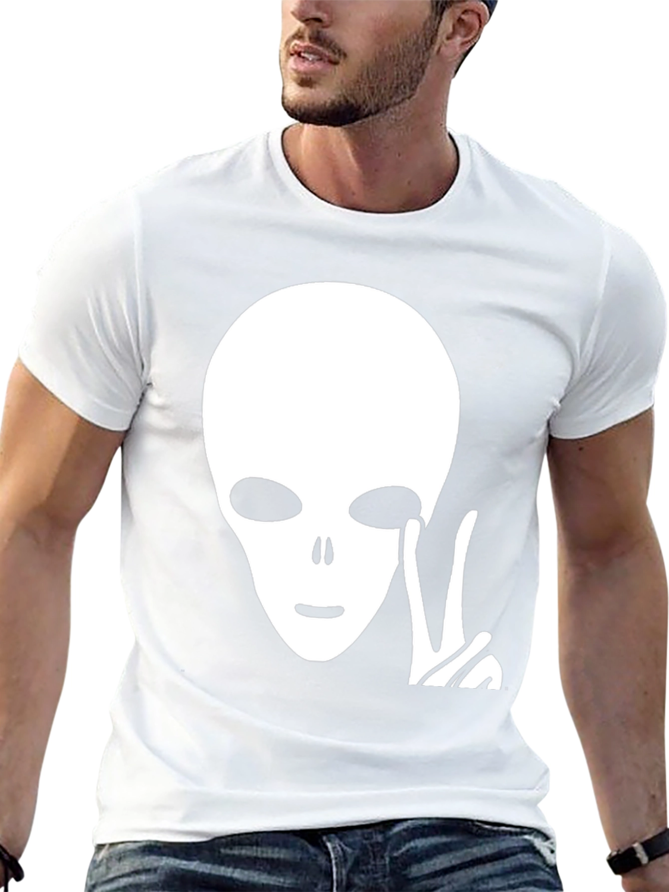 Alien Peace Sign Graphic Tee - Black