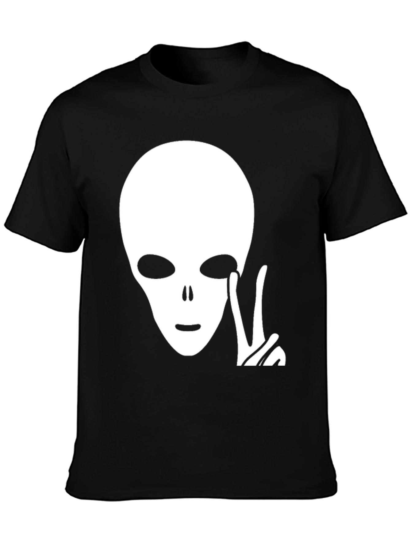 Alien Peace Sign Graphic Tee - Black