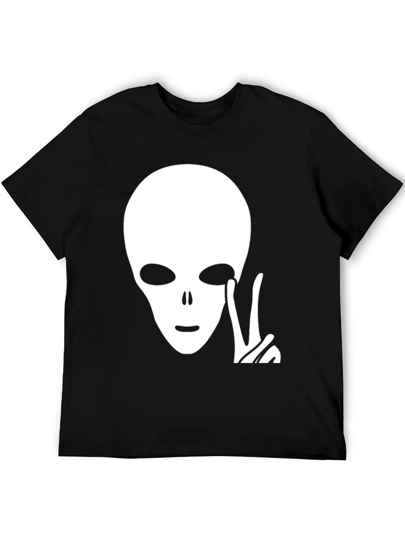 Alien Peace Sign Graphic Tee - Black