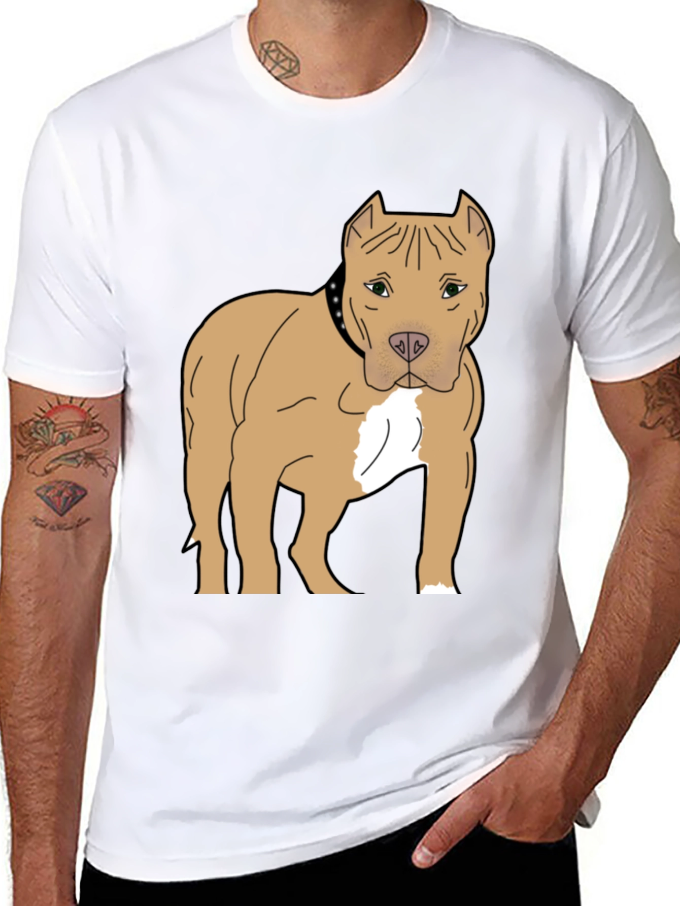 Pitbull Dog Graphic T-Shirt - Black Cotton Tee
