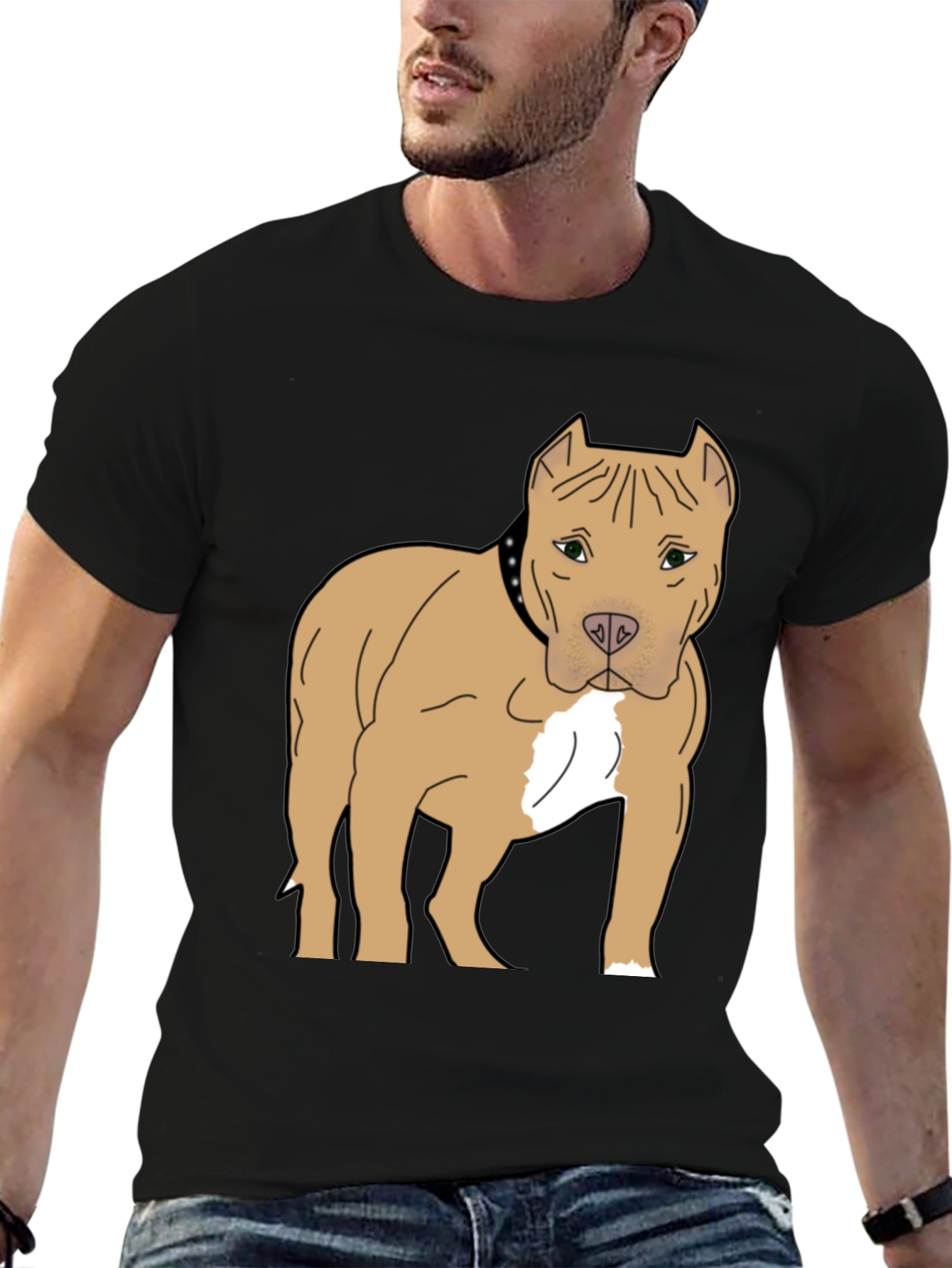 Pitbull Dog Graphic T-Shirt - Black Cotton Tee