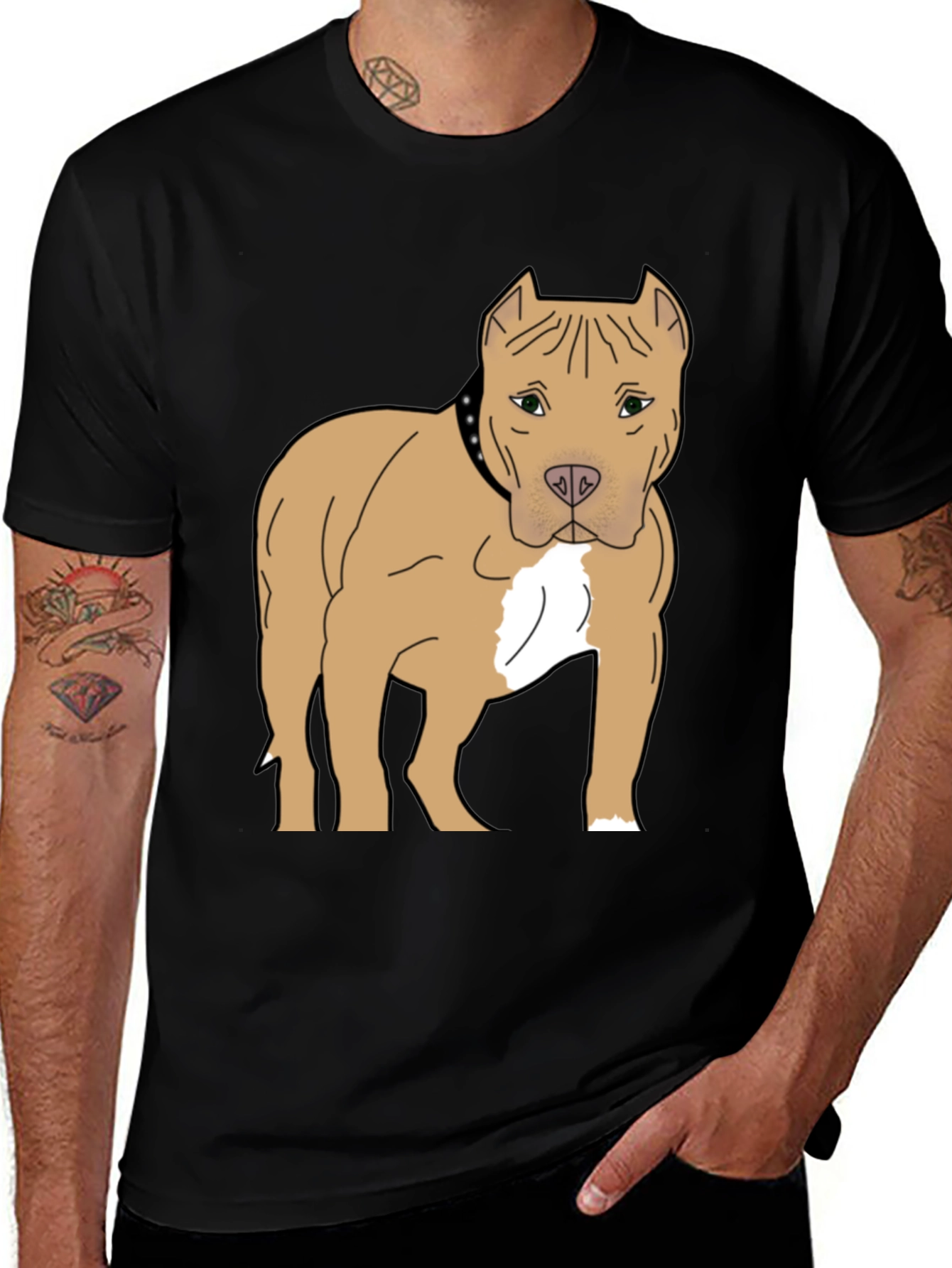Pitbull Dog Graphic T-Shirt - Black Cotton Tee