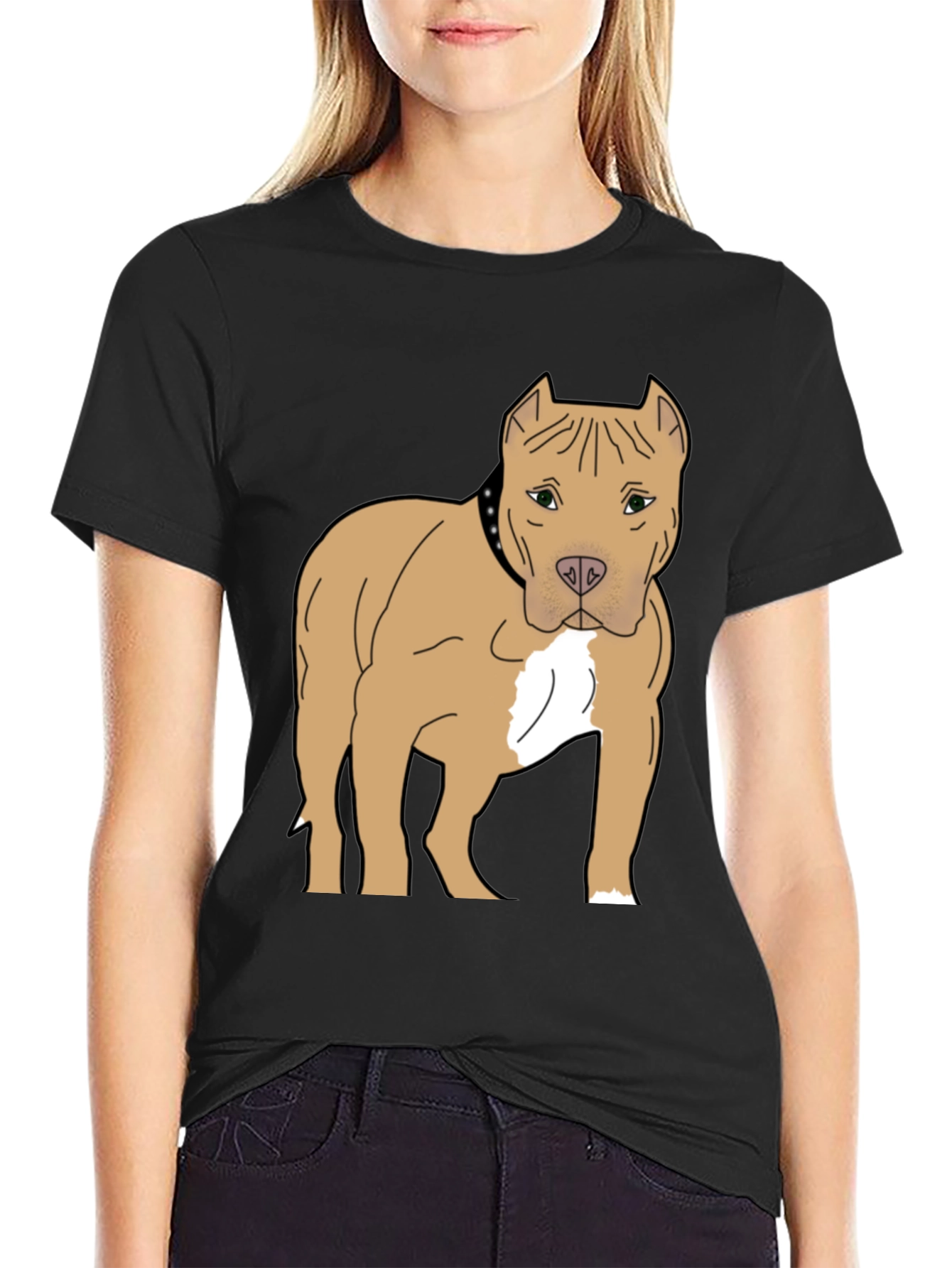 Pitbull Dog Graphic T-Shirt - Black Cotton Tee