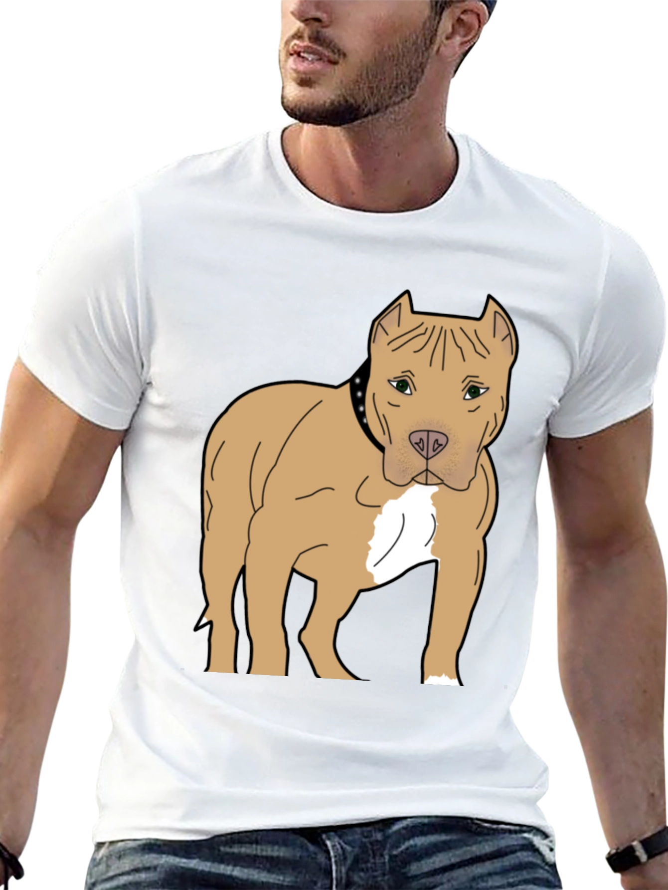 Pitbull Dog Graphic T-Shirt - Black Cotton Tee