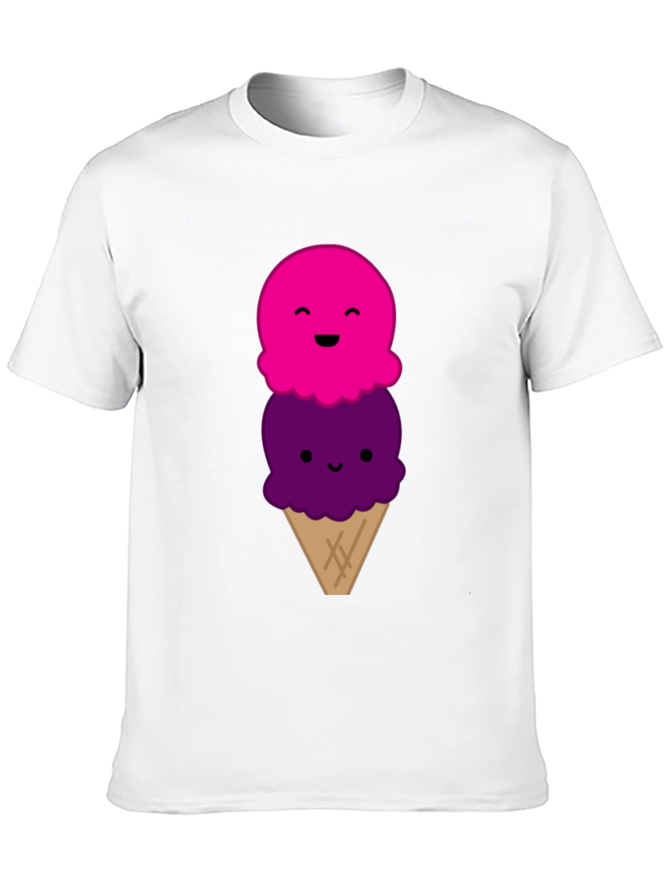 Cute Cartoon Ice Cream Graphic Black T-Shirt