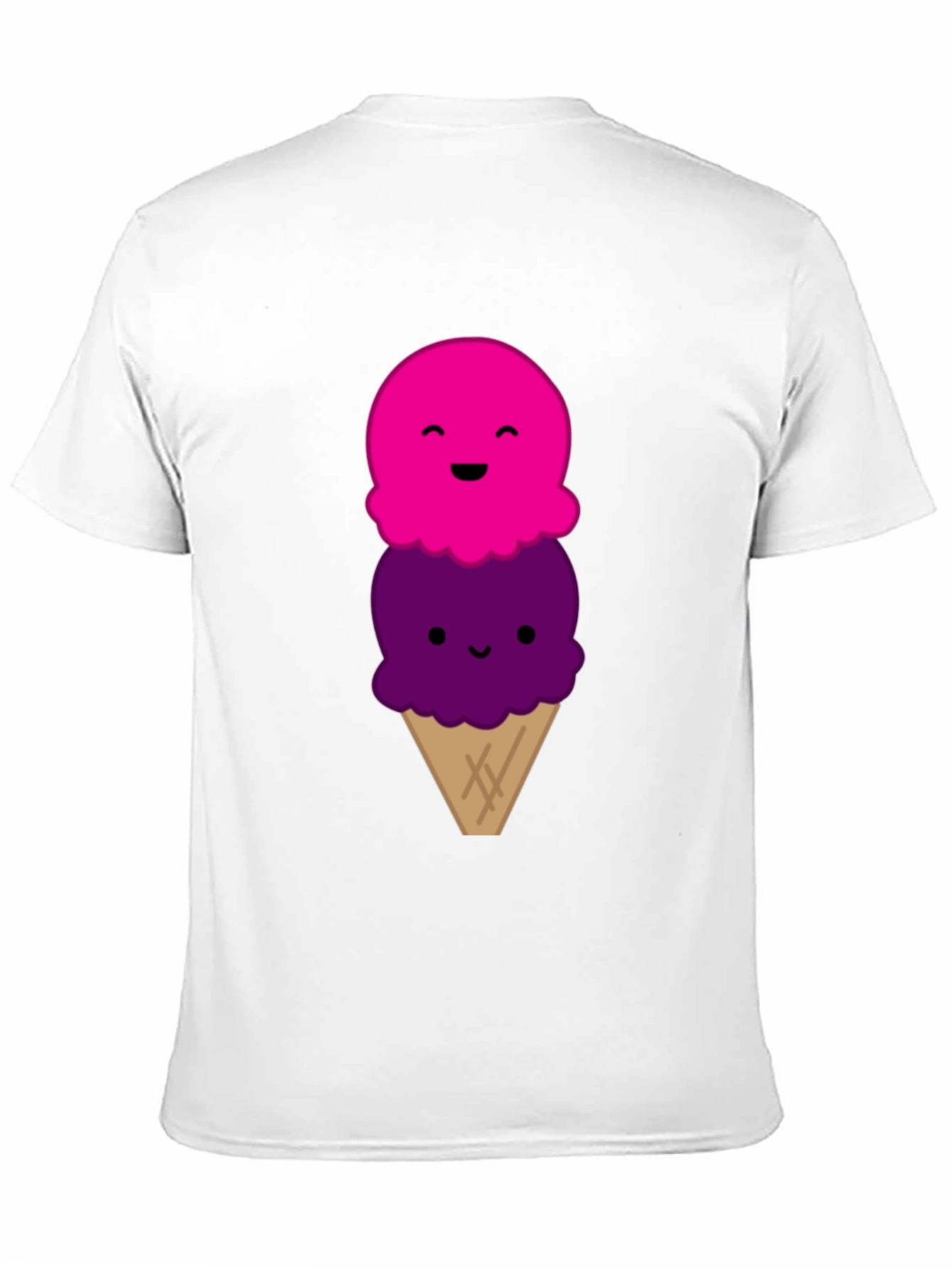 Cute Cartoon Ice Cream Graphic Black T-Shirt