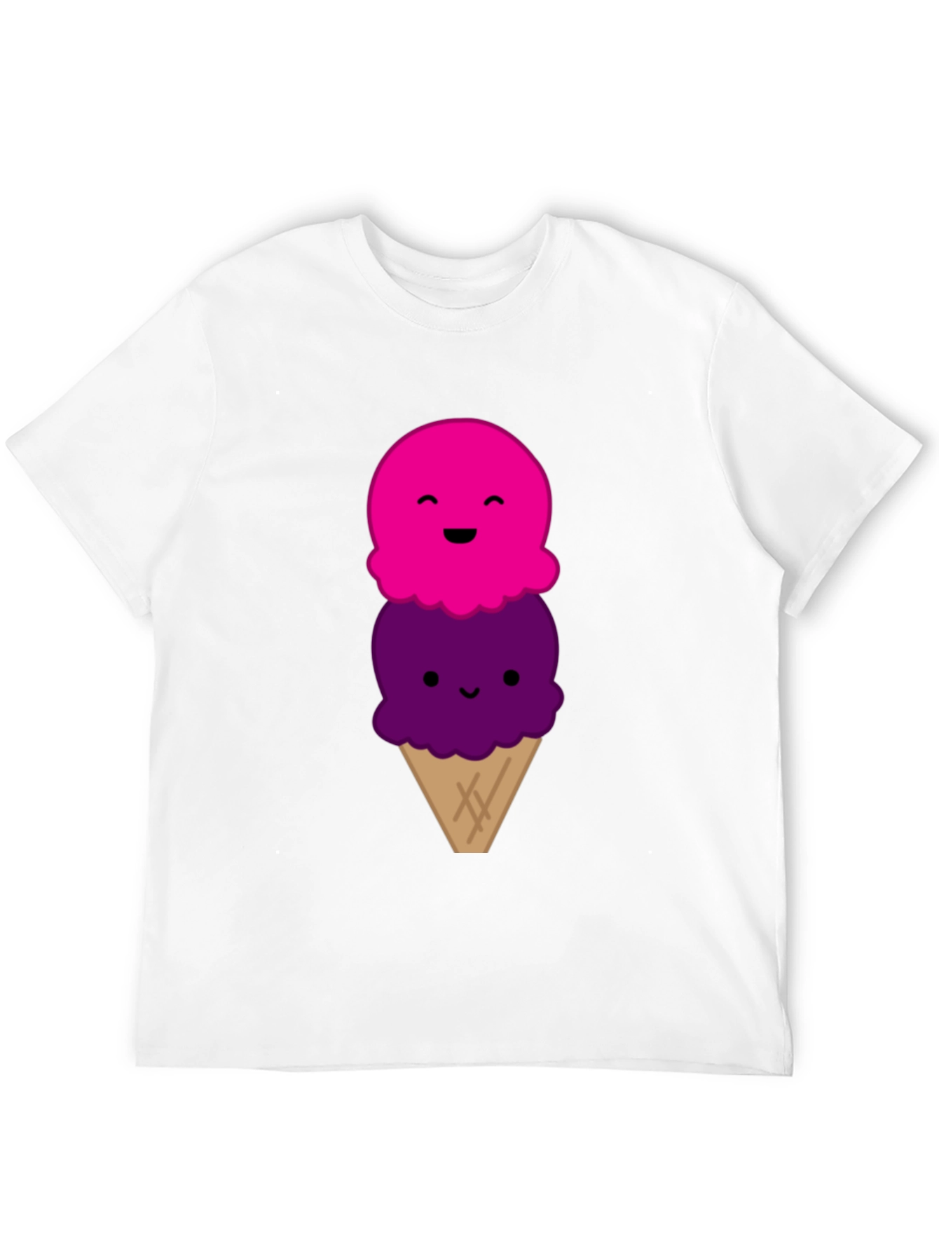 Cute Cartoon Ice Cream Graphic Black T-Shirt