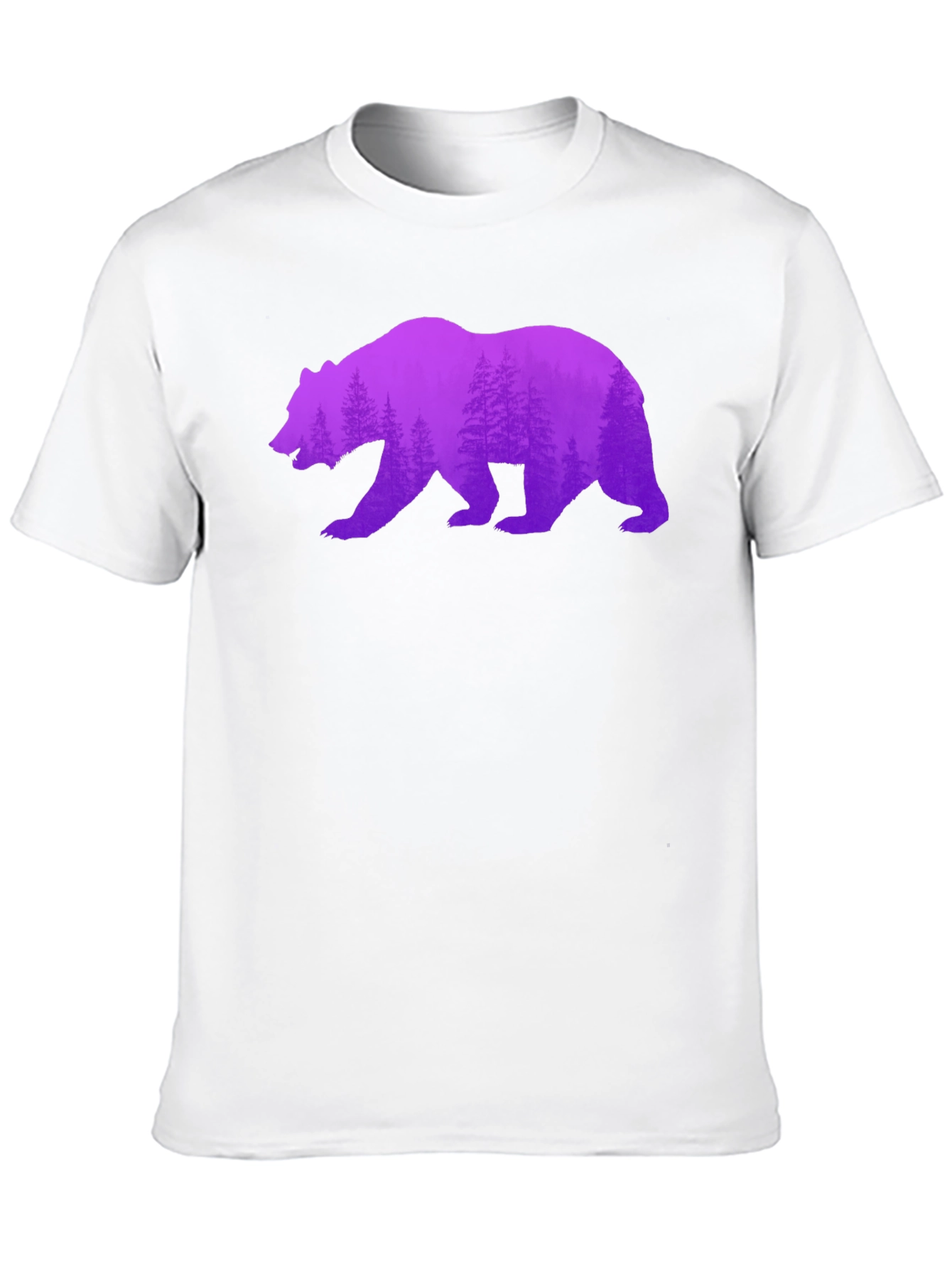 Bear Silhouette Forest Print Black Tee
