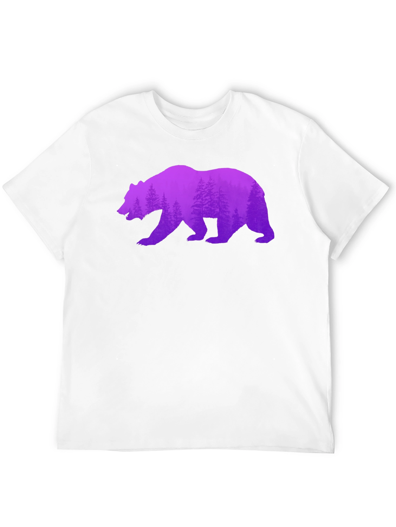 Bear Silhouette Forest Print Black Tee