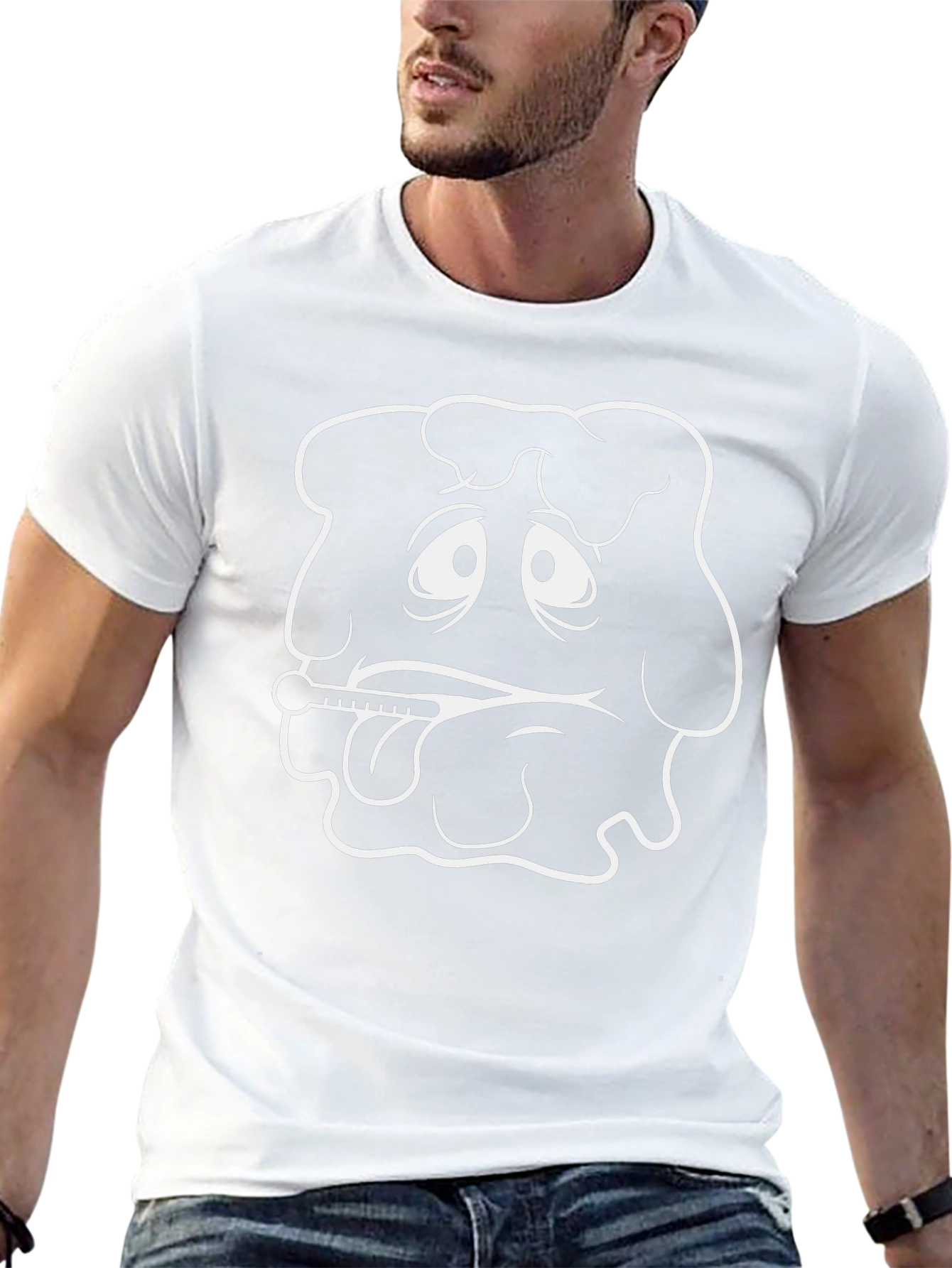 Sick Day Cartoon Graphic T-Shirt - Black