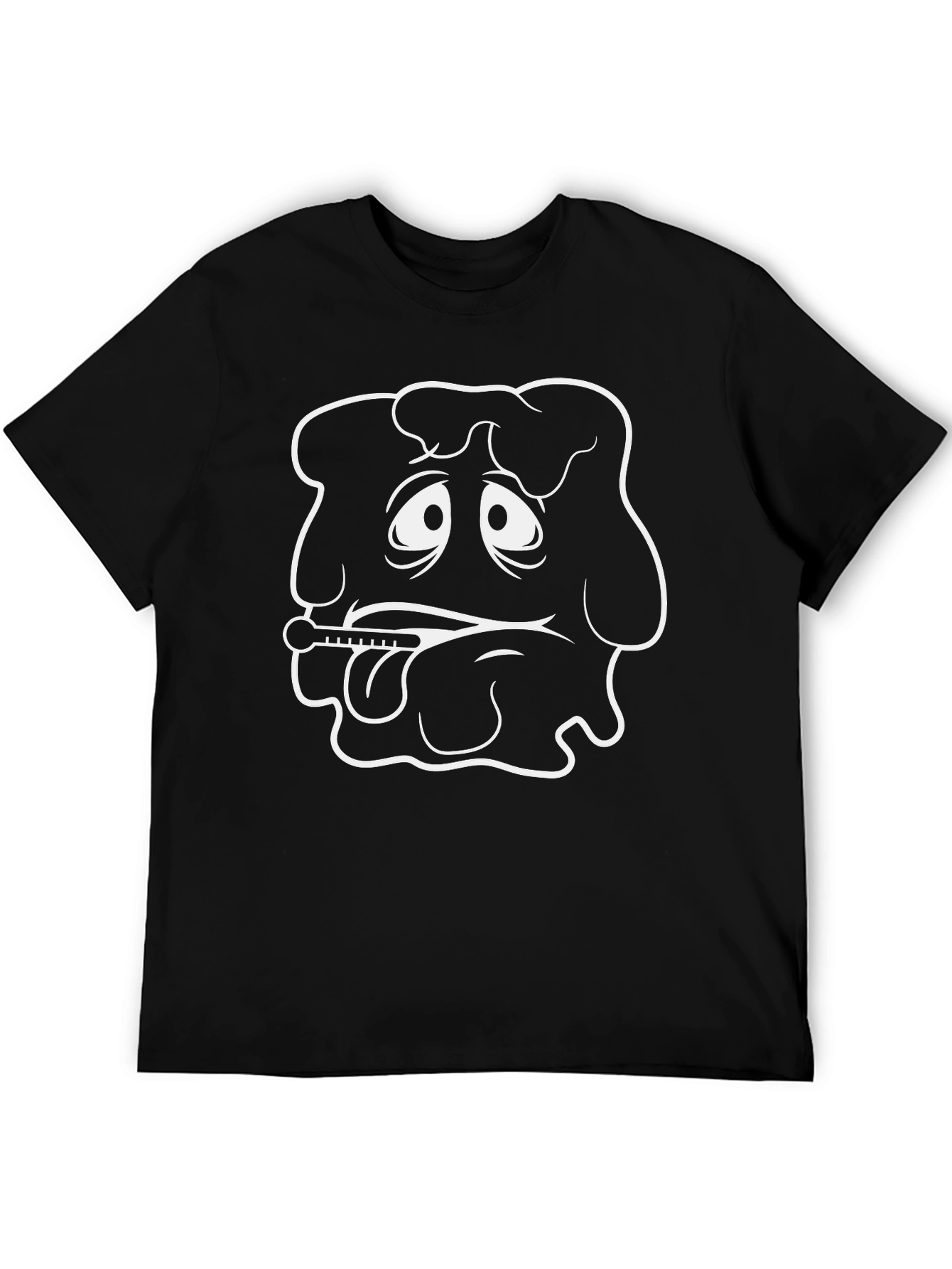 Sick Day Cartoon Graphic T-Shirt - Black