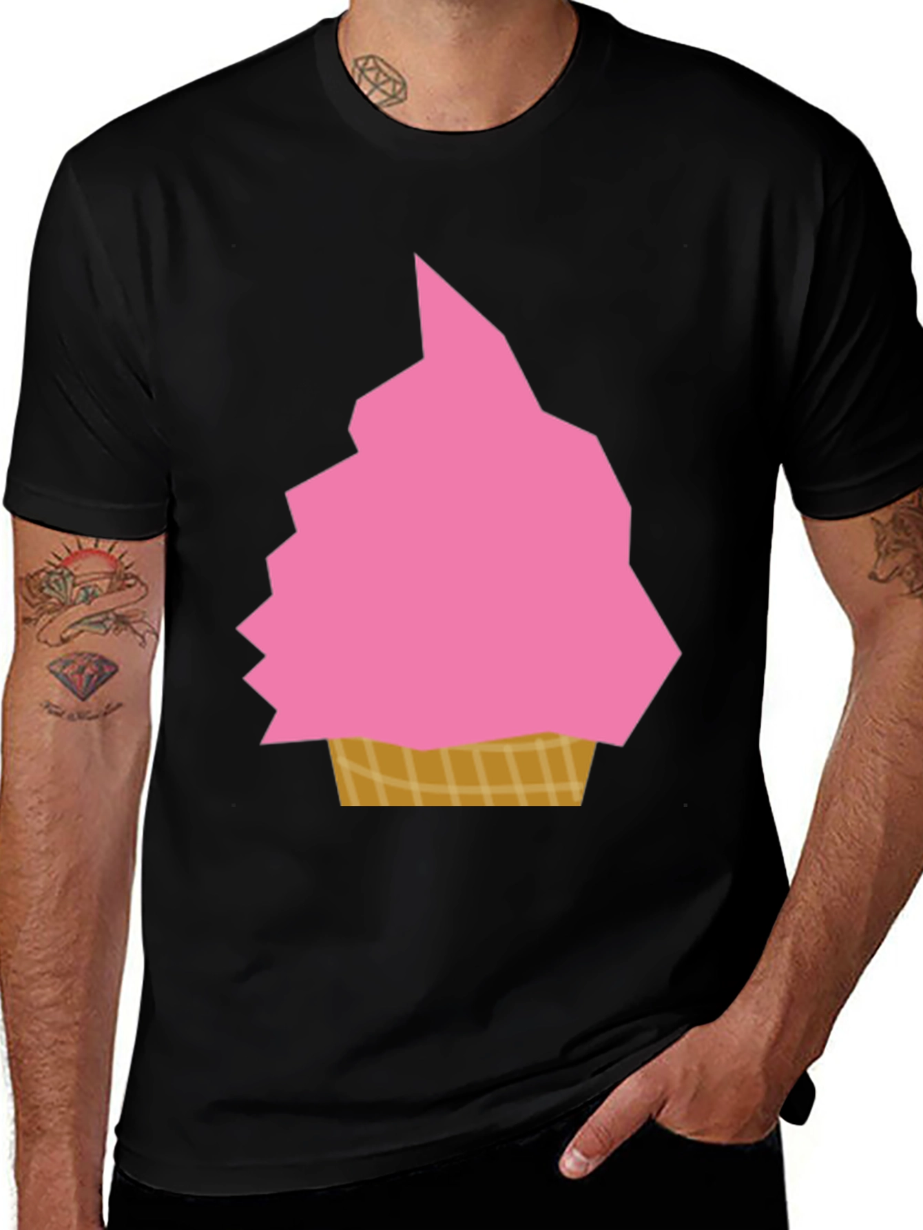 Pink Ice Cream Graphic Tee - Fun Summer Shirt