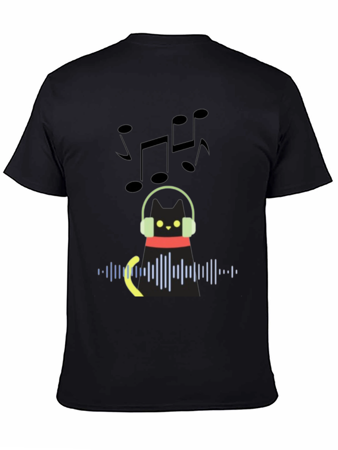 Cat DJ Graphic Tee - Black