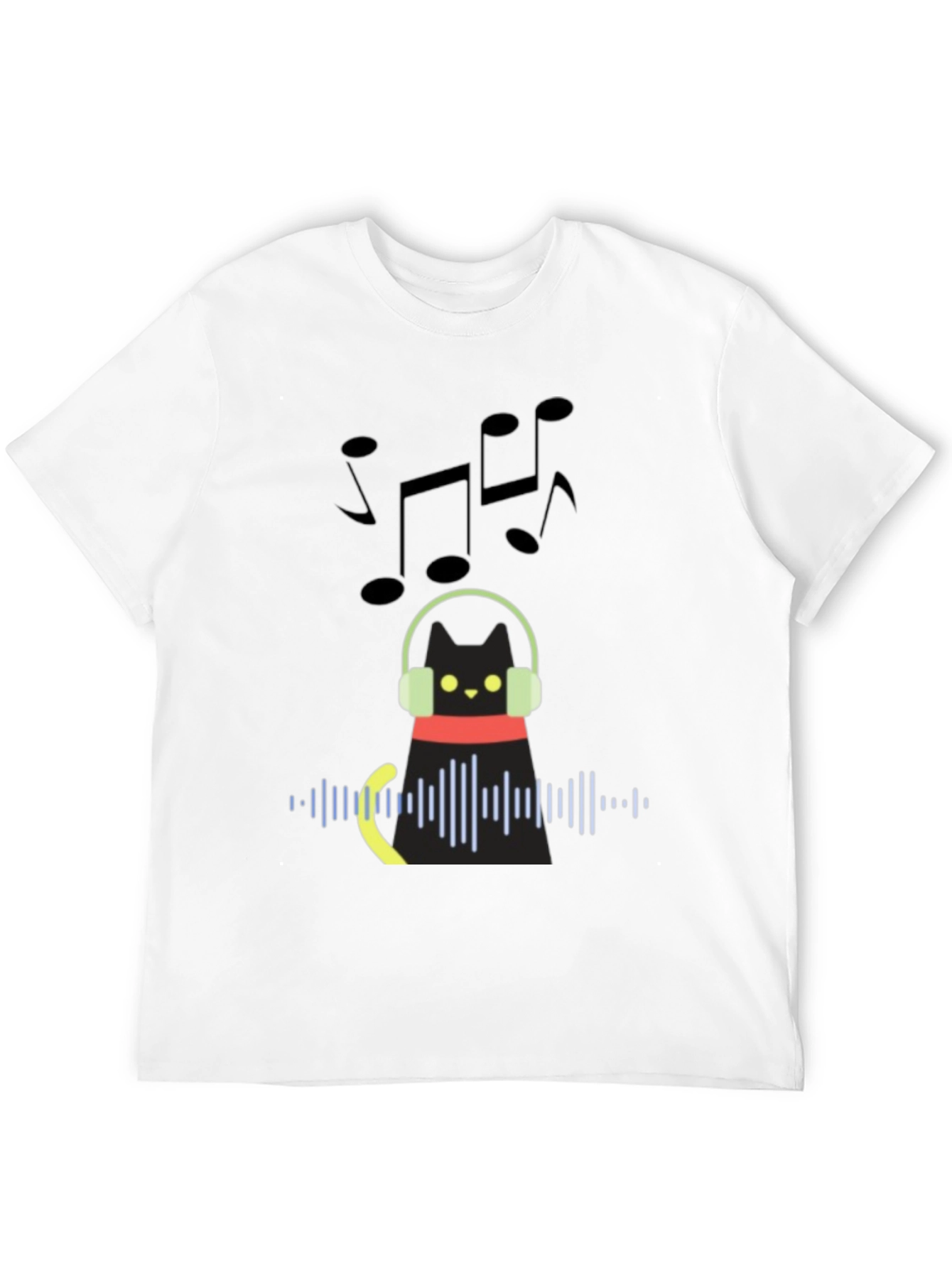 Cat DJ Graphic Tee - Black