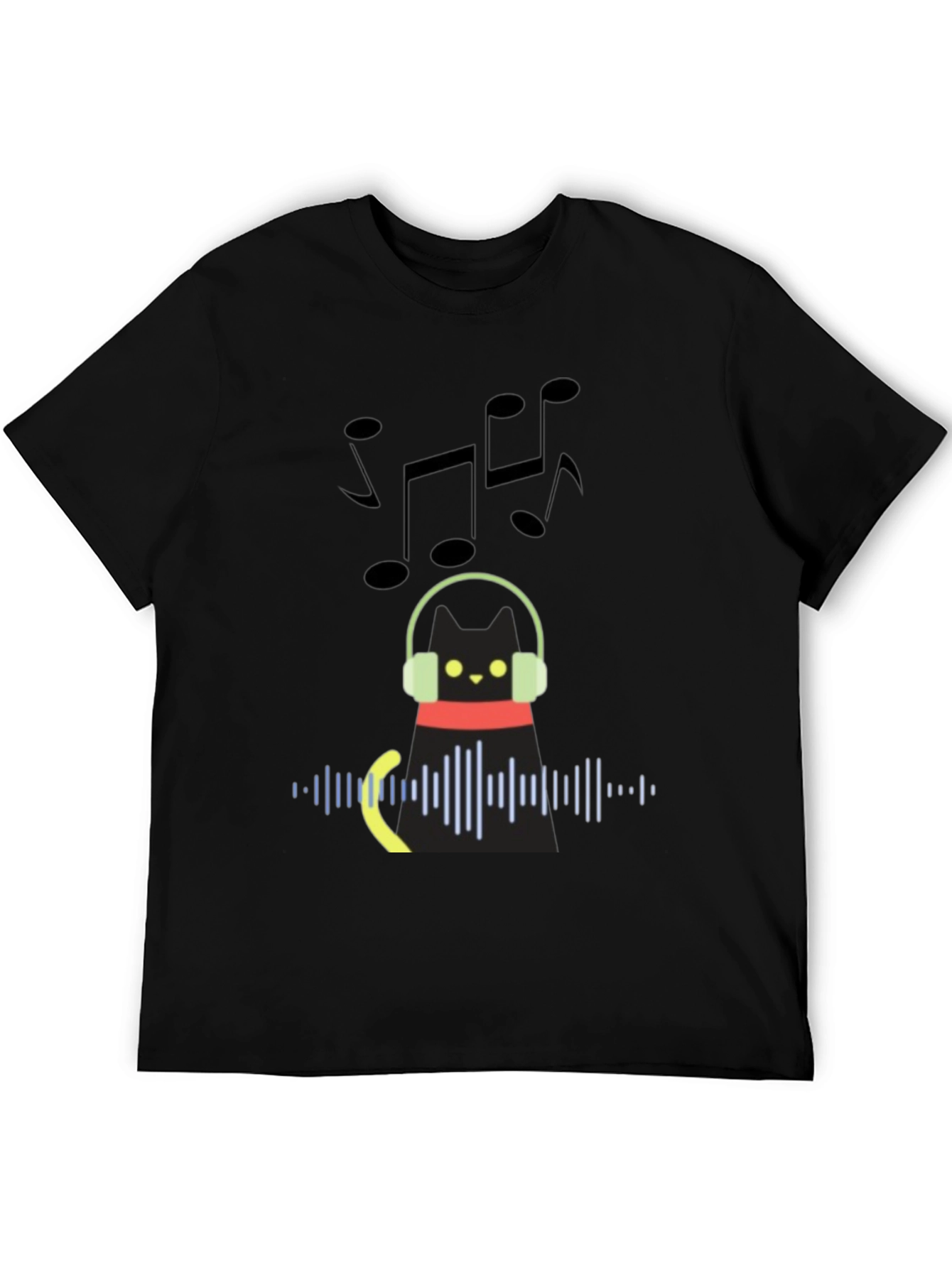 Cat DJ Graphic Tee - Black