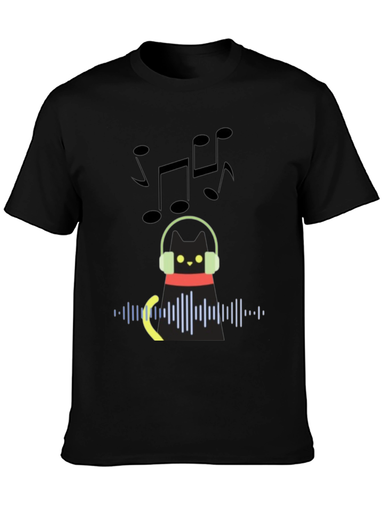 Cat DJ Graphic Tee - Black