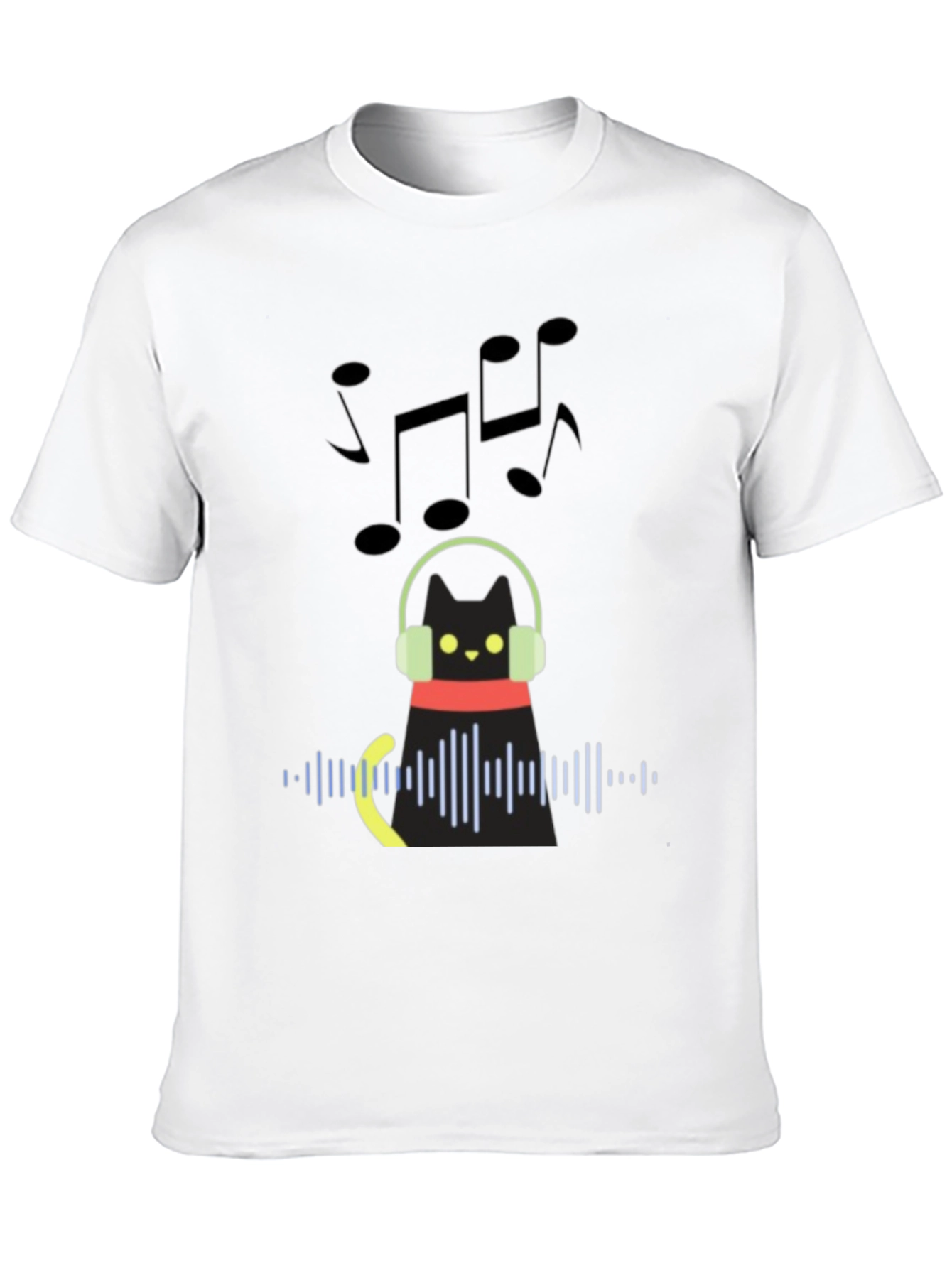 Cat DJ Graphic Tee - Black