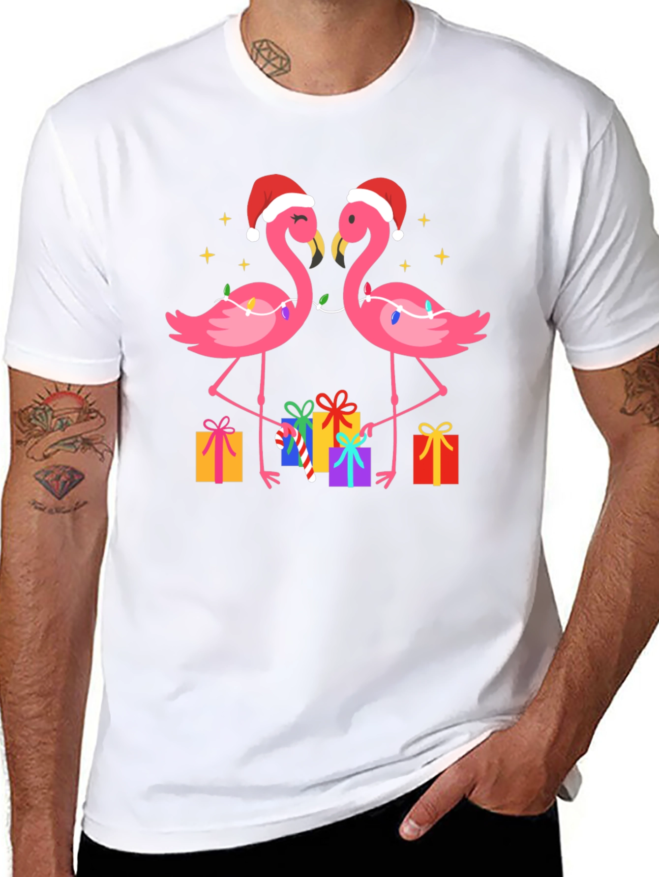 Festive Flamingo Christmas T-Shirt