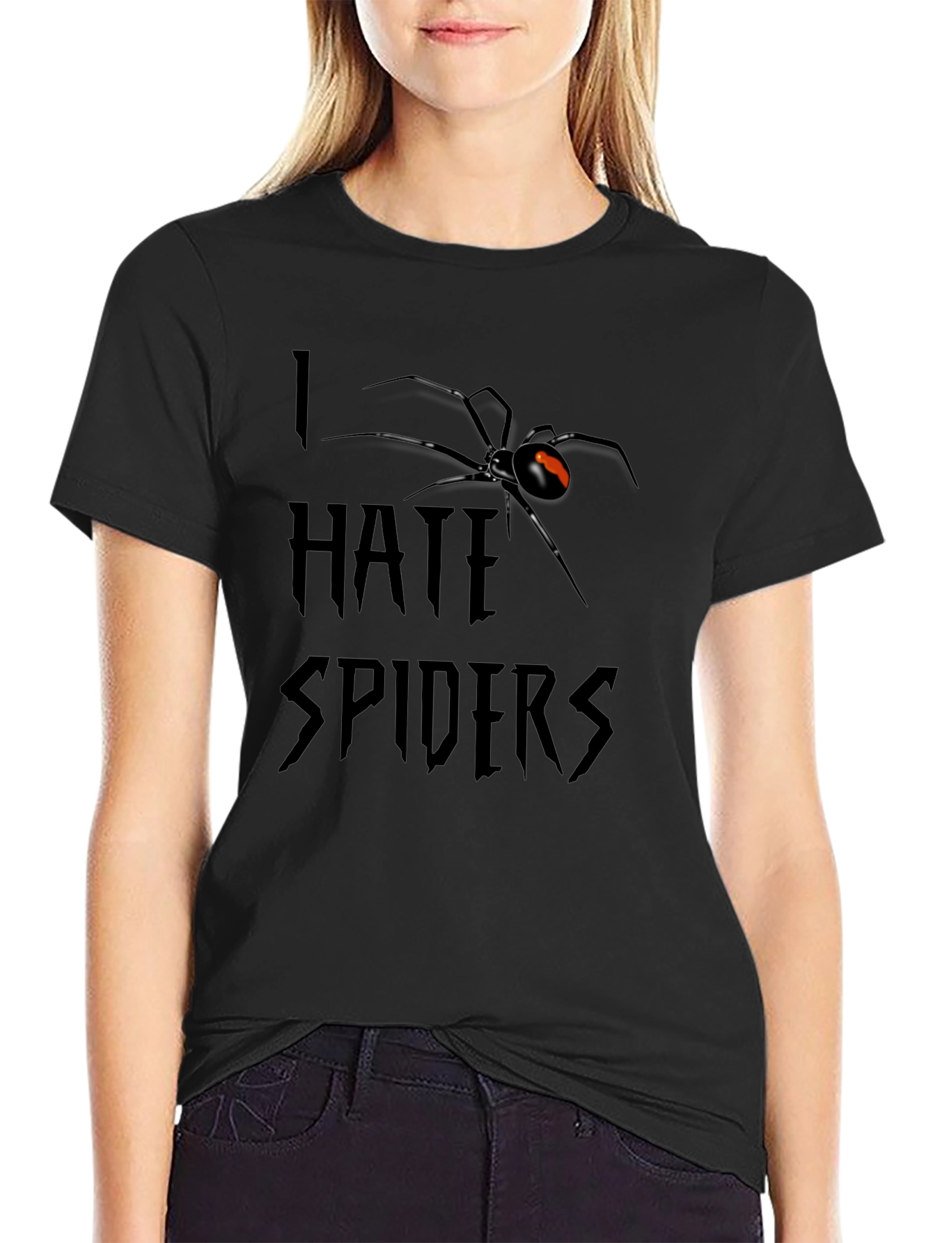 I Hate Spiders Graphic Tee - Black Widow Design