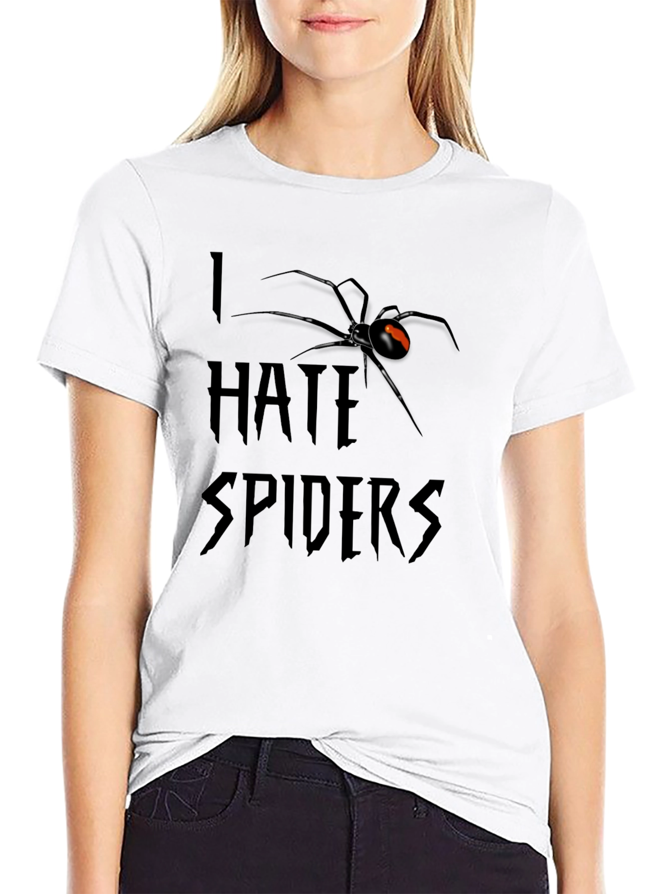 I Hate Spiders Graphic Tee - Black Widow Design