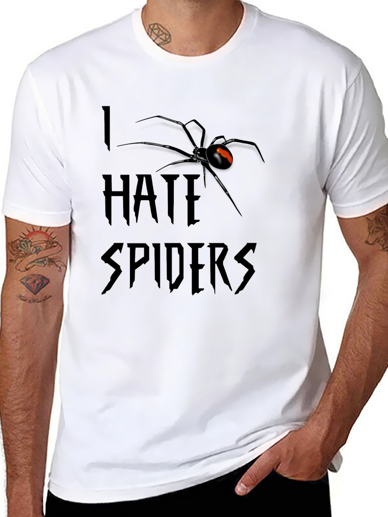 I Hate Spiders Graphic Tee - Black Widow Design