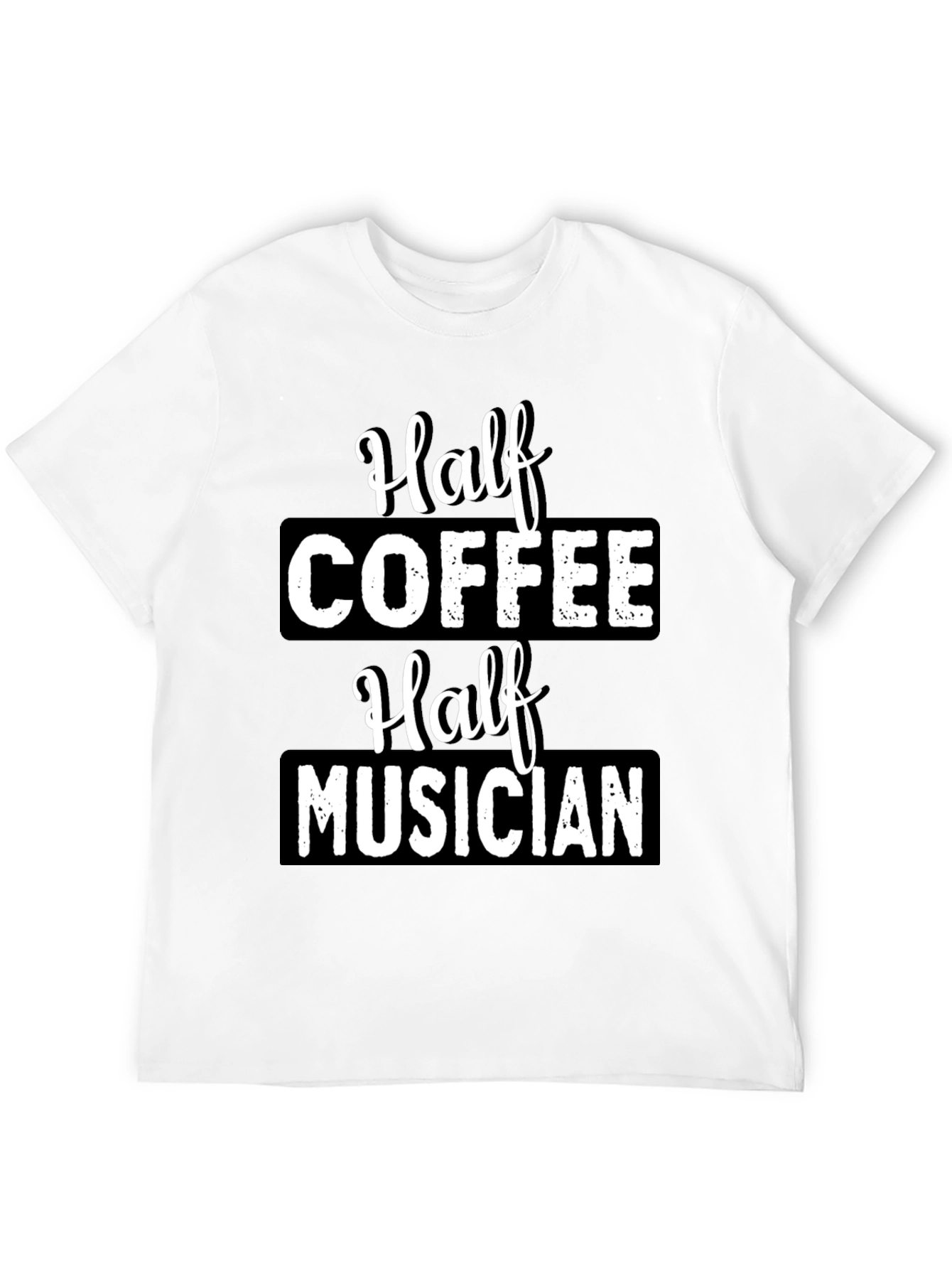 Half Coffee Half Musician Black Graphic T-Shirt