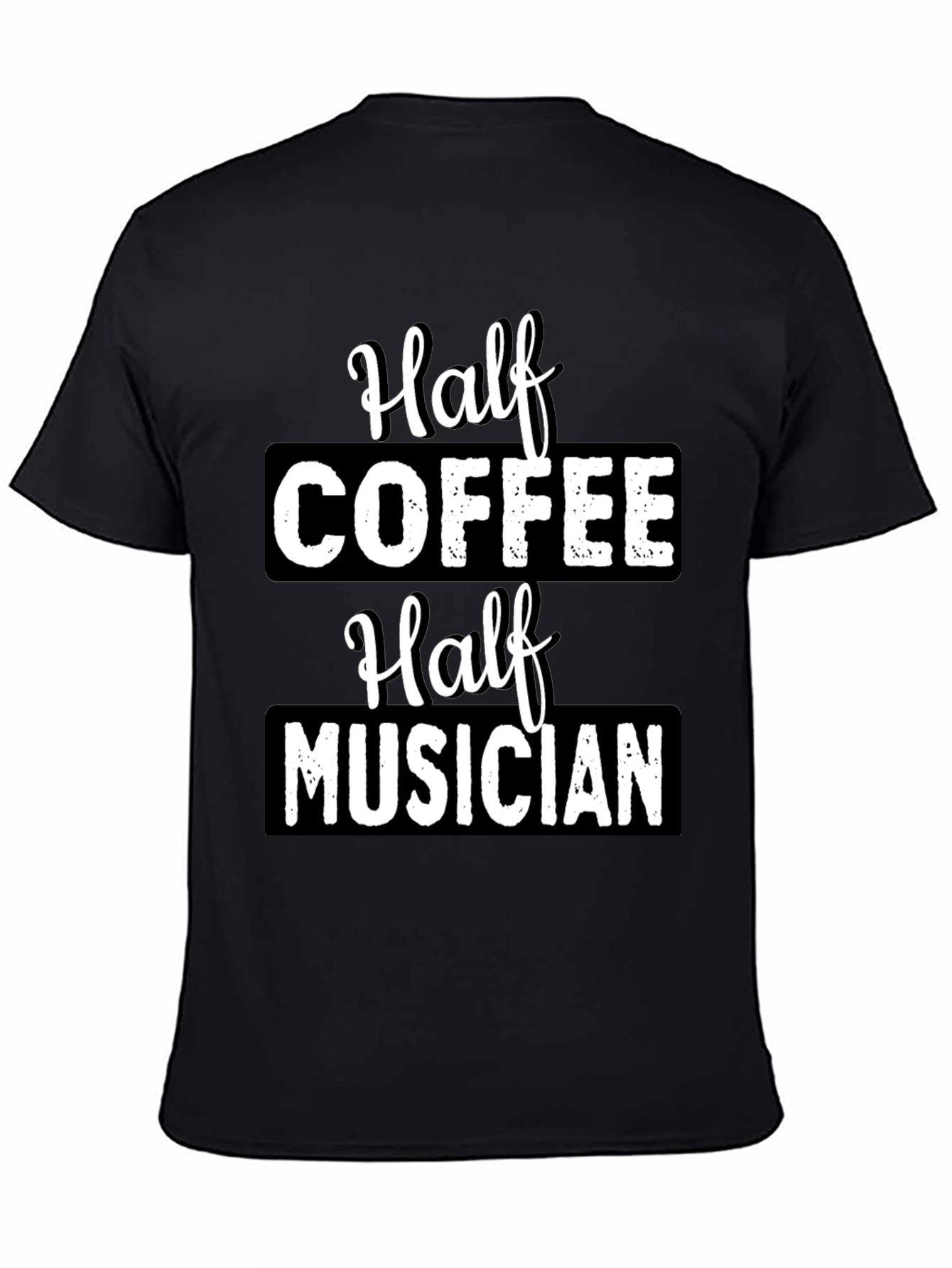 Half Coffee Half Musician Black Graphic T-Shirt