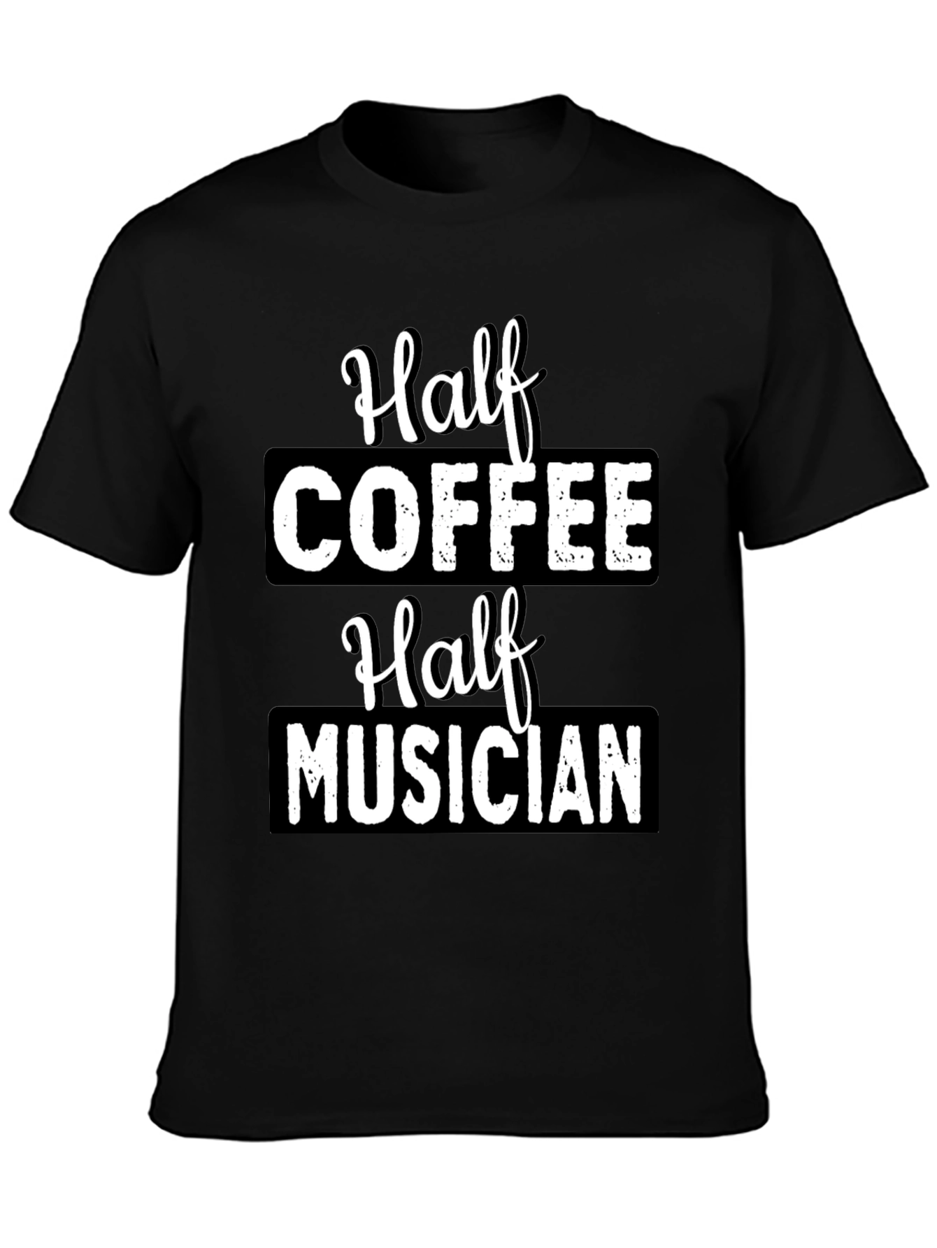 Half Coffee Half Musician Black Graphic T-Shirt