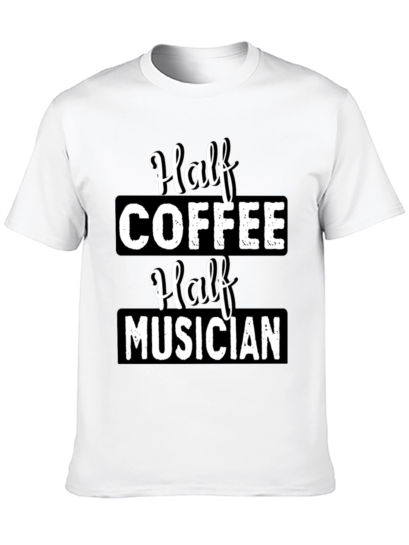 Half Coffee Half Musician Black Graphic T-Shirt