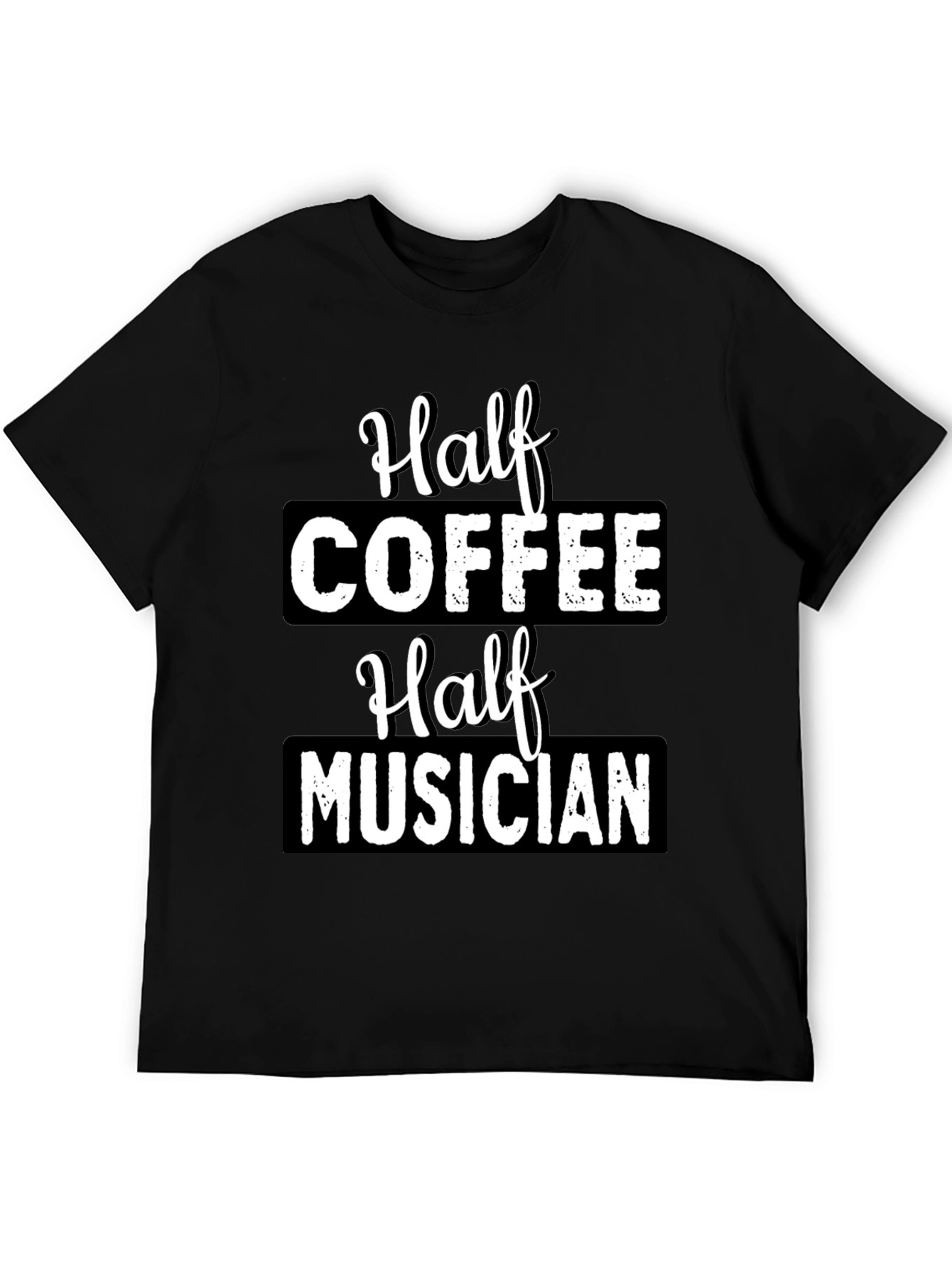 Half Coffee Half Musician Black Graphic T-Shirt