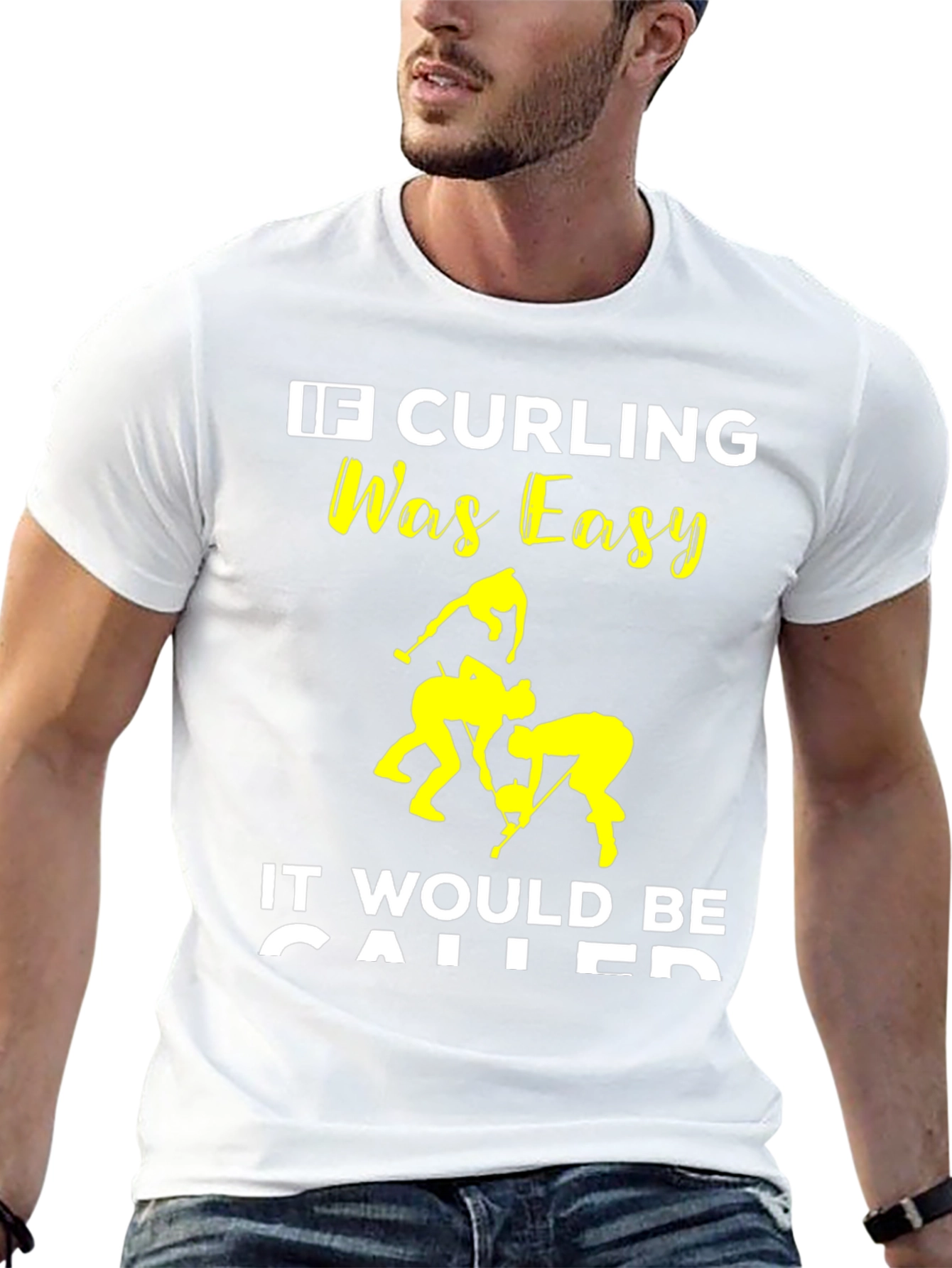 Funny Curling T-Shirt - If Curling Was Easy...