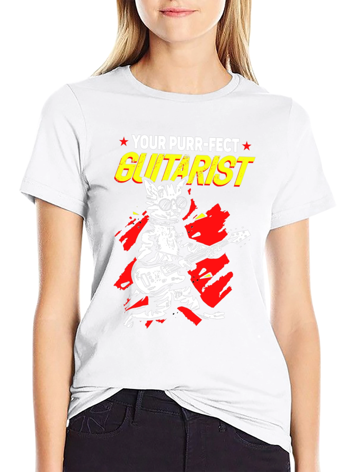 Purr-fect Guitarist Black Graphic Tee