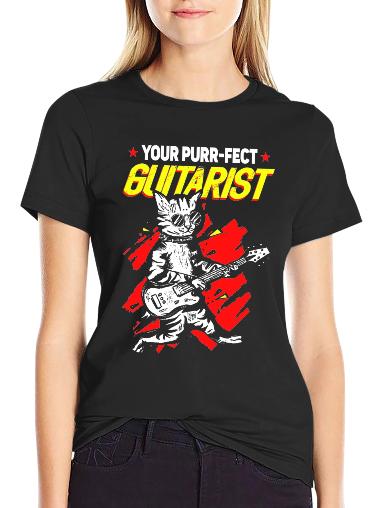 Purr-fect Guitarist Black Graphic Tee