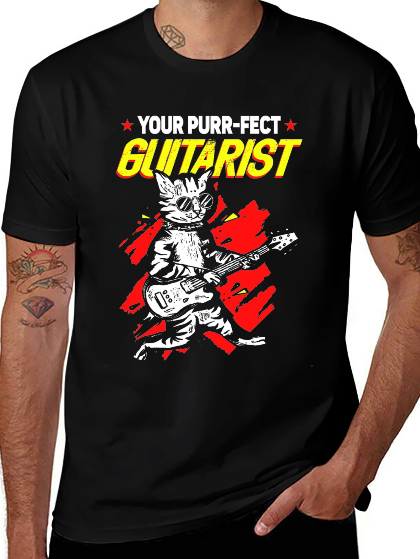 Purr-fect Guitarist Black Graphic Tee