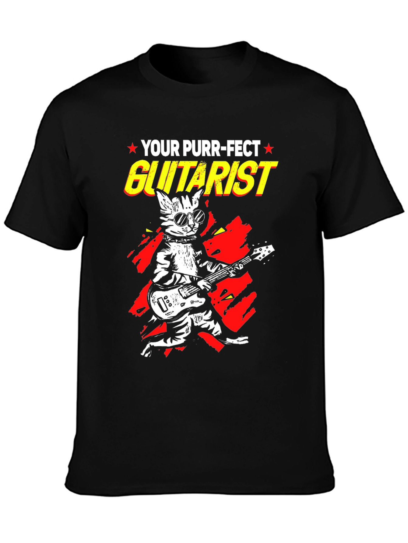 Purr-fect Guitarist Black Graphic Tee