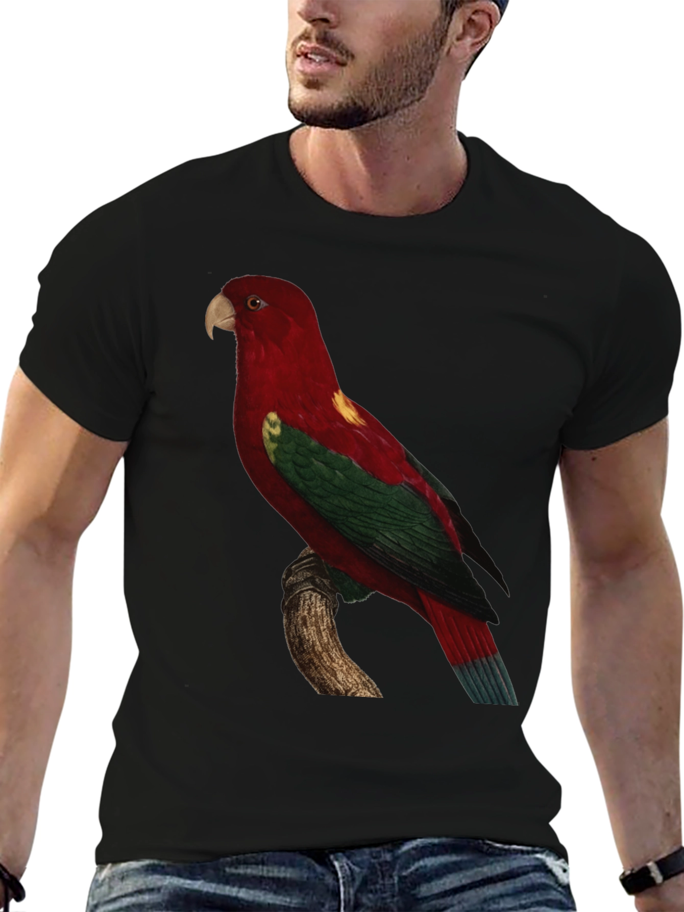Parrot Print Crewneck T-Shirt
