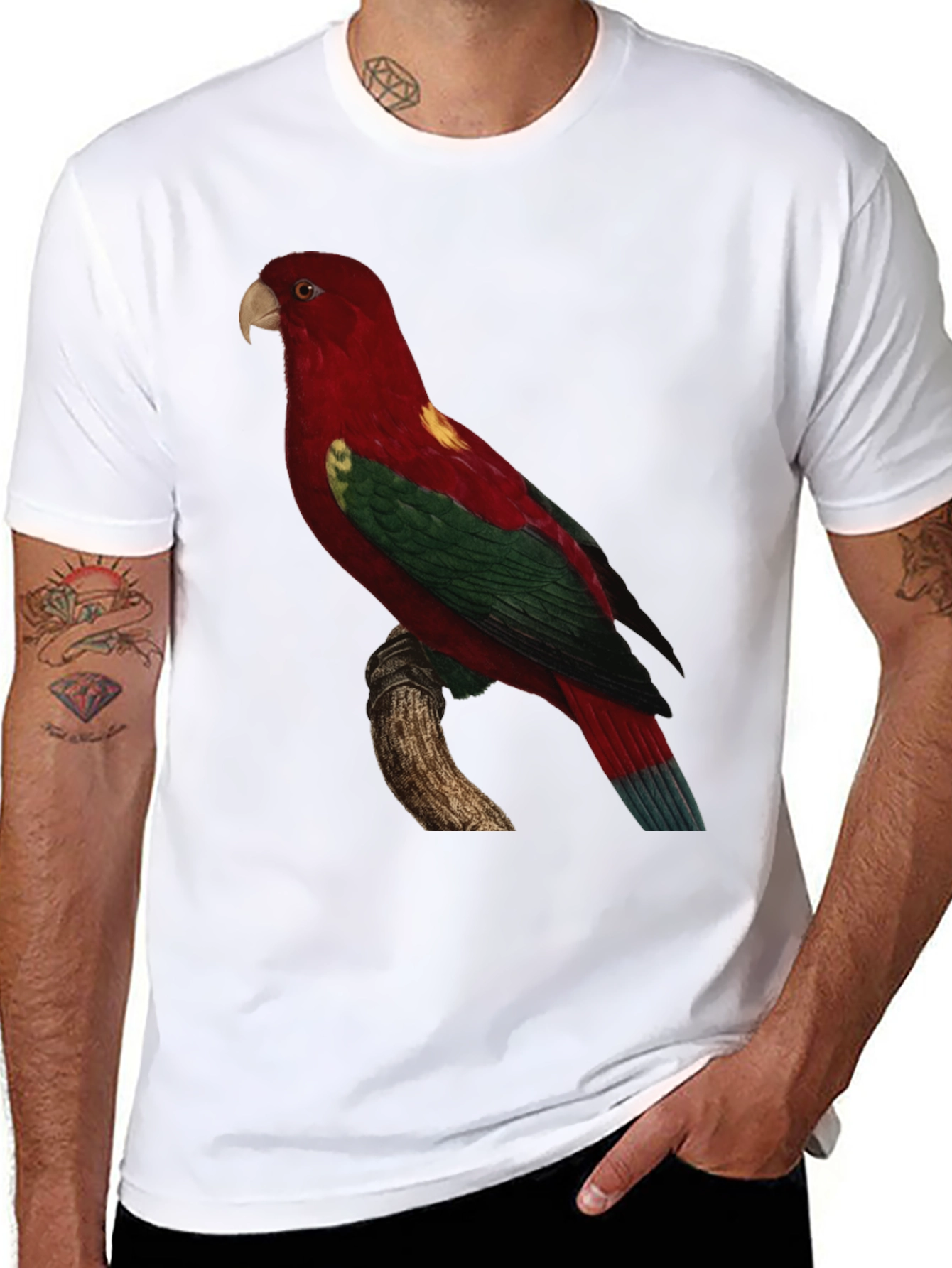 Parrot Print Crewneck T-Shirt