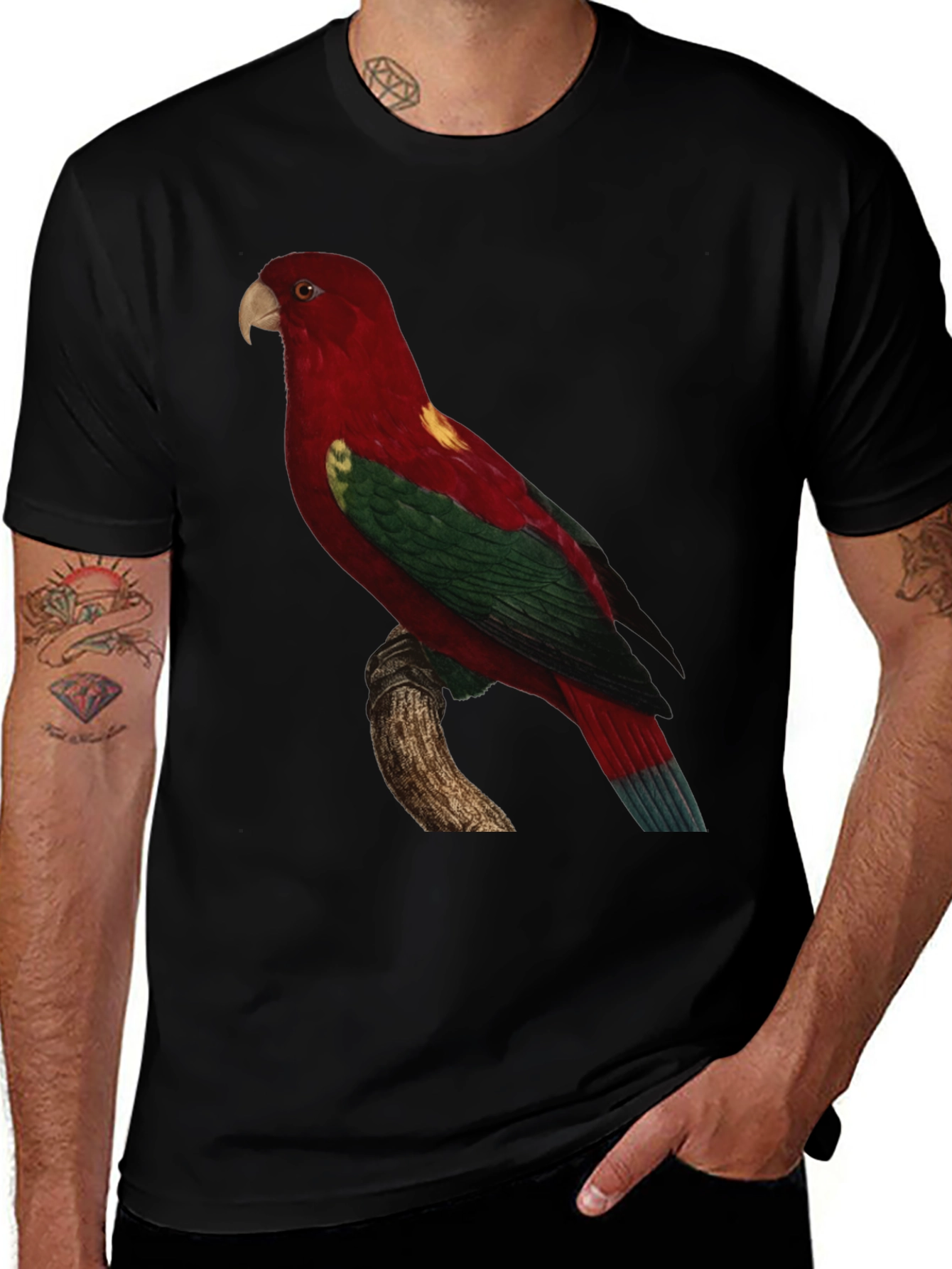 Parrot Print Crewneck T-Shirt