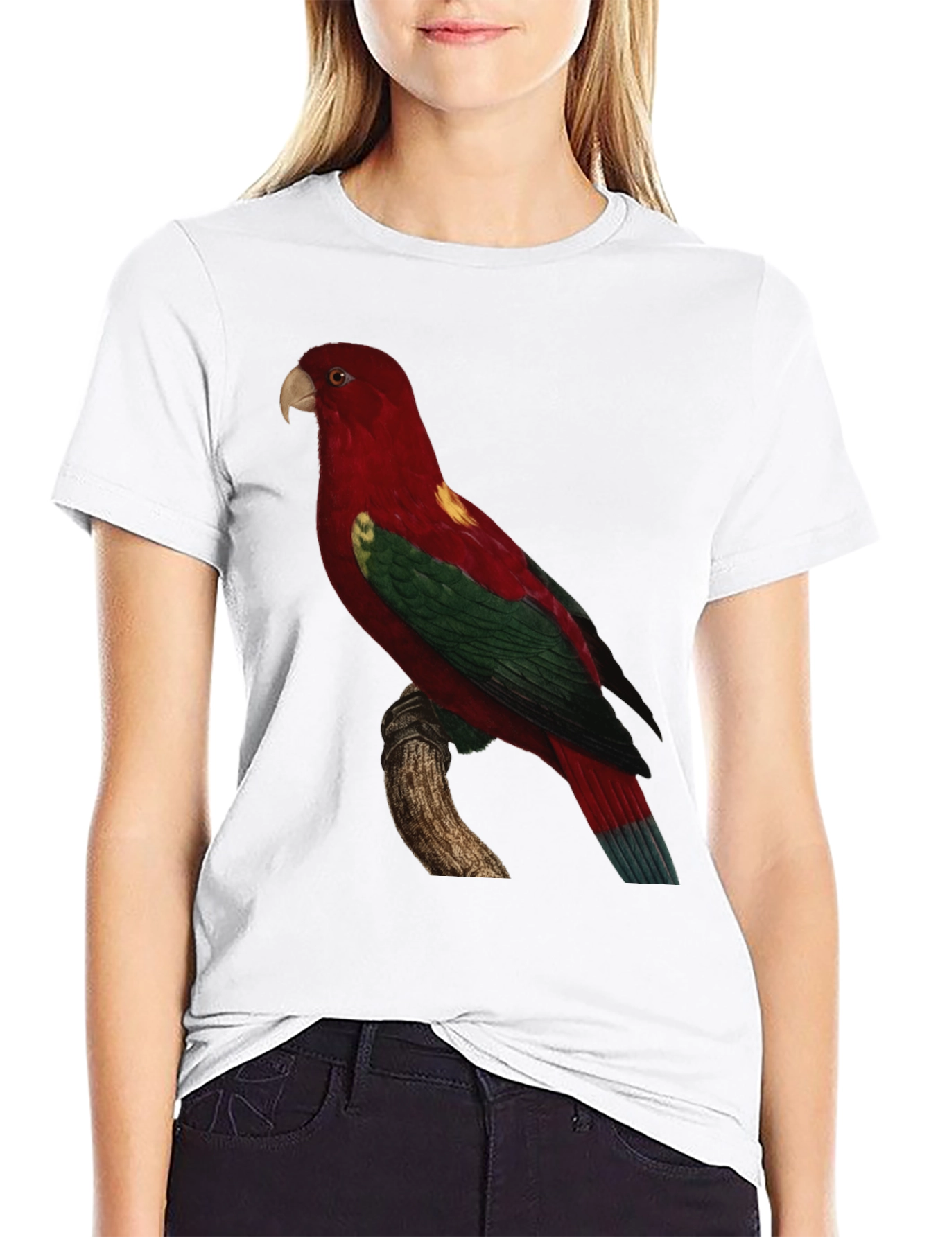 Parrot Print Crewneck T-Shirt
