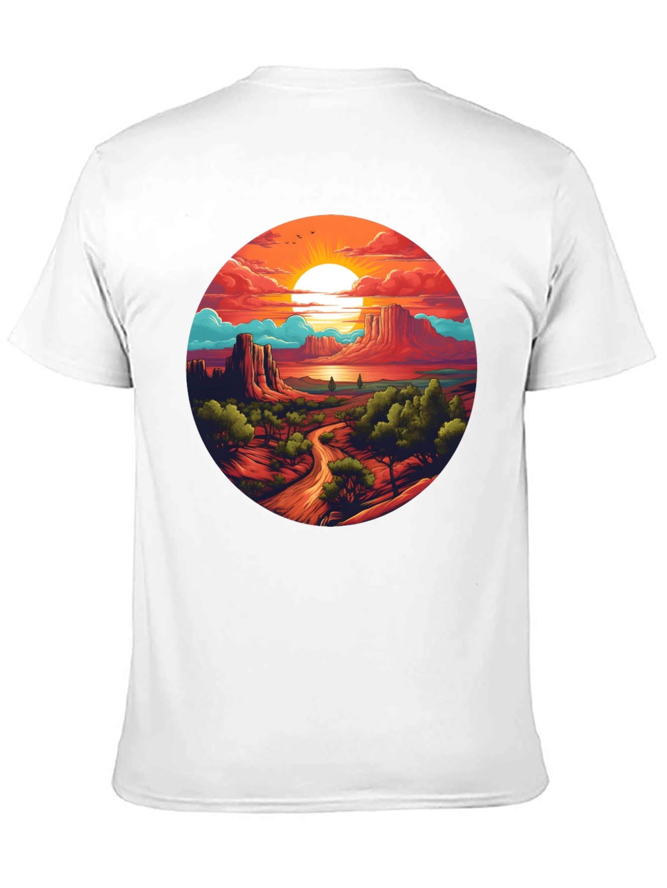 Desert Sunset Graphic Tee - Black Cotton T-Shirt