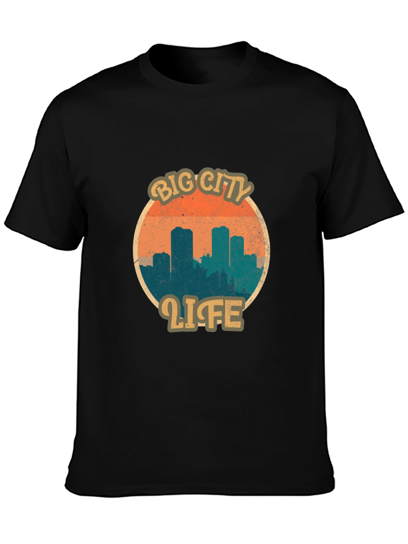 Retro Big City Life Graphic Tee - Black