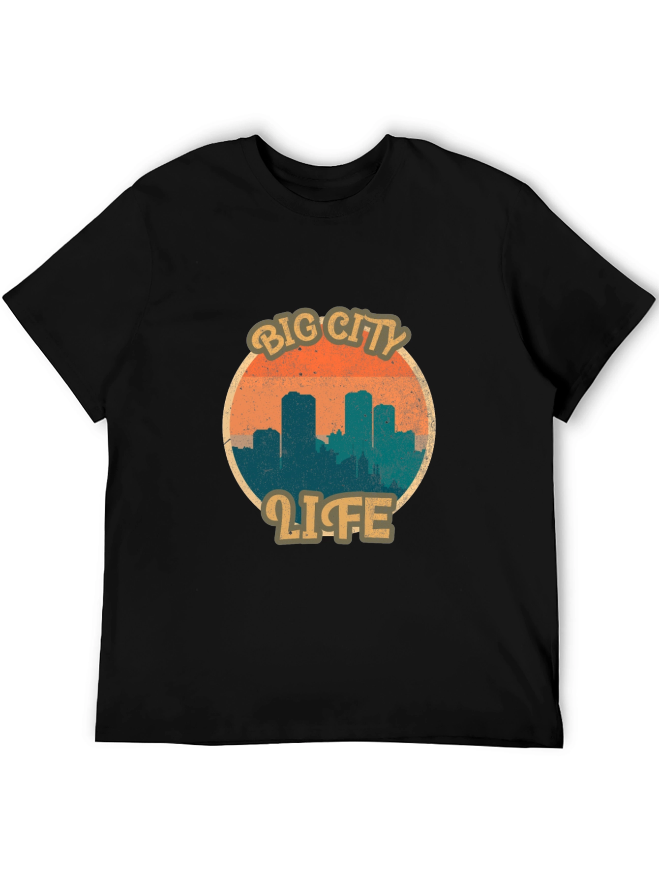 Retro Big City Life Graphic Tee - Black