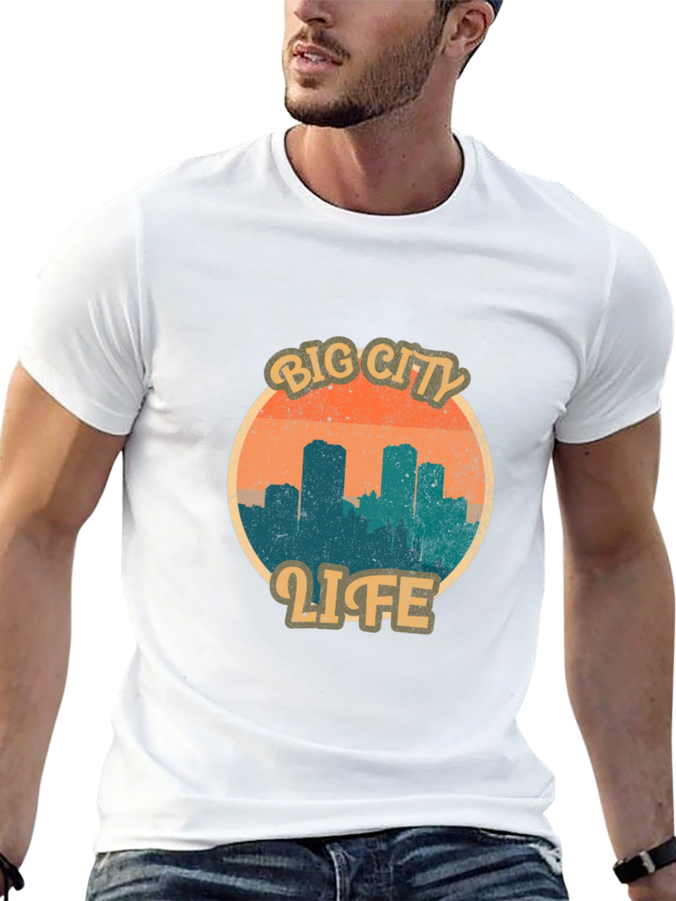 Retro Big City Life Graphic Tee - Black