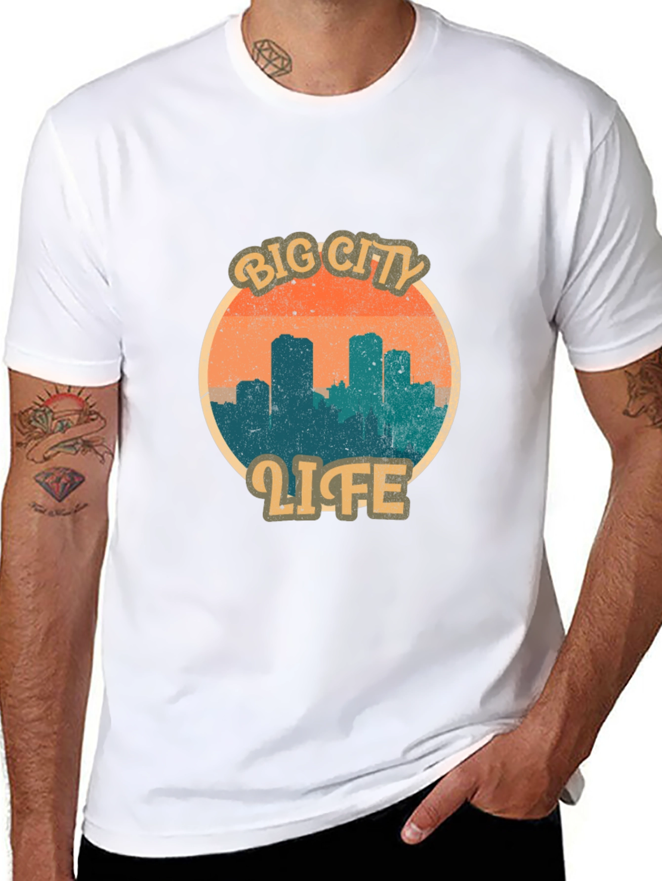 Retro Big City Life Graphic Tee - Black