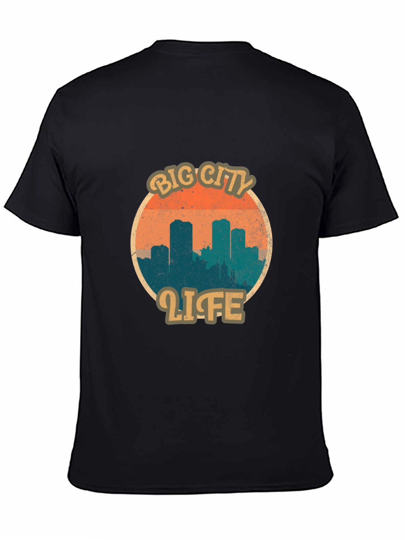 Retro Big City Life Graphic Tee - Black