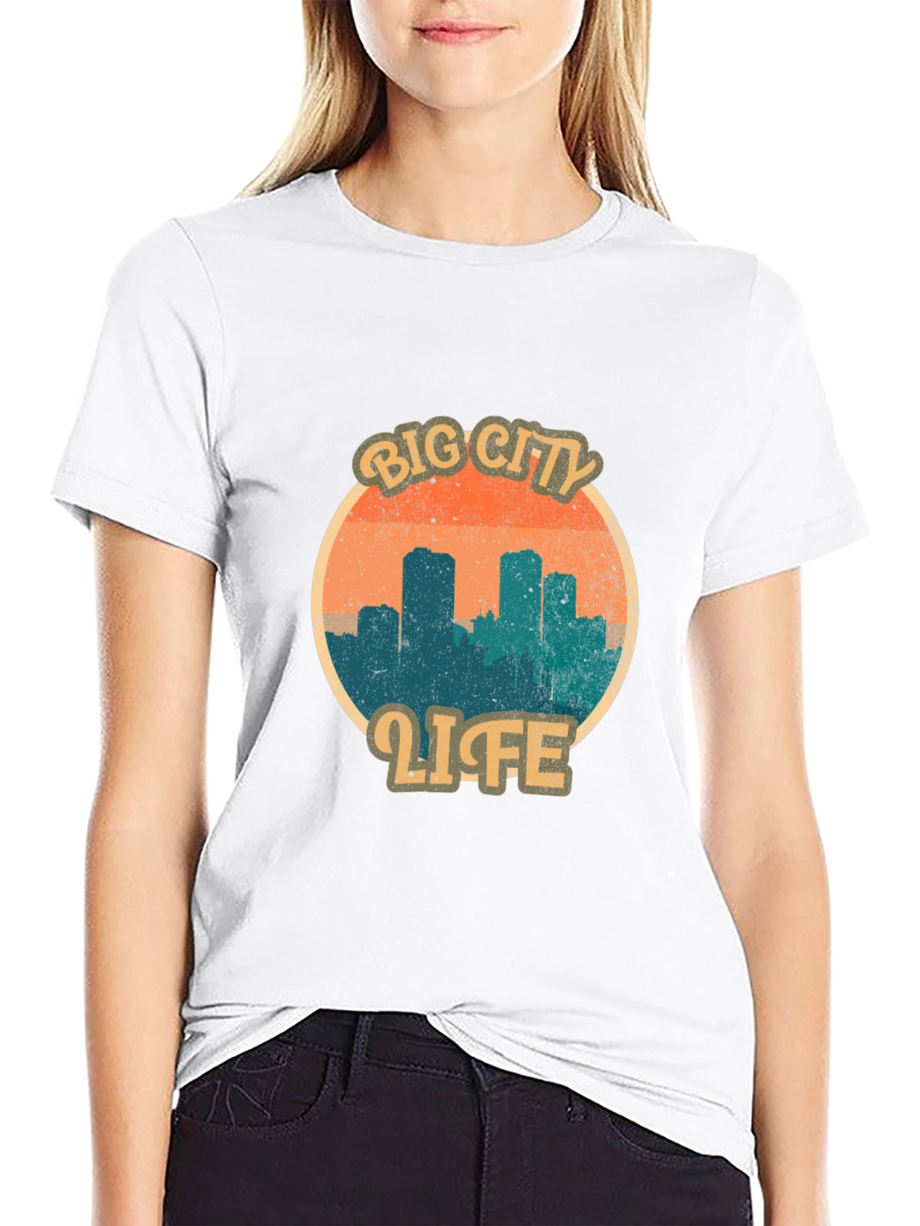 Retro Big City Life Graphic Tee - Black
