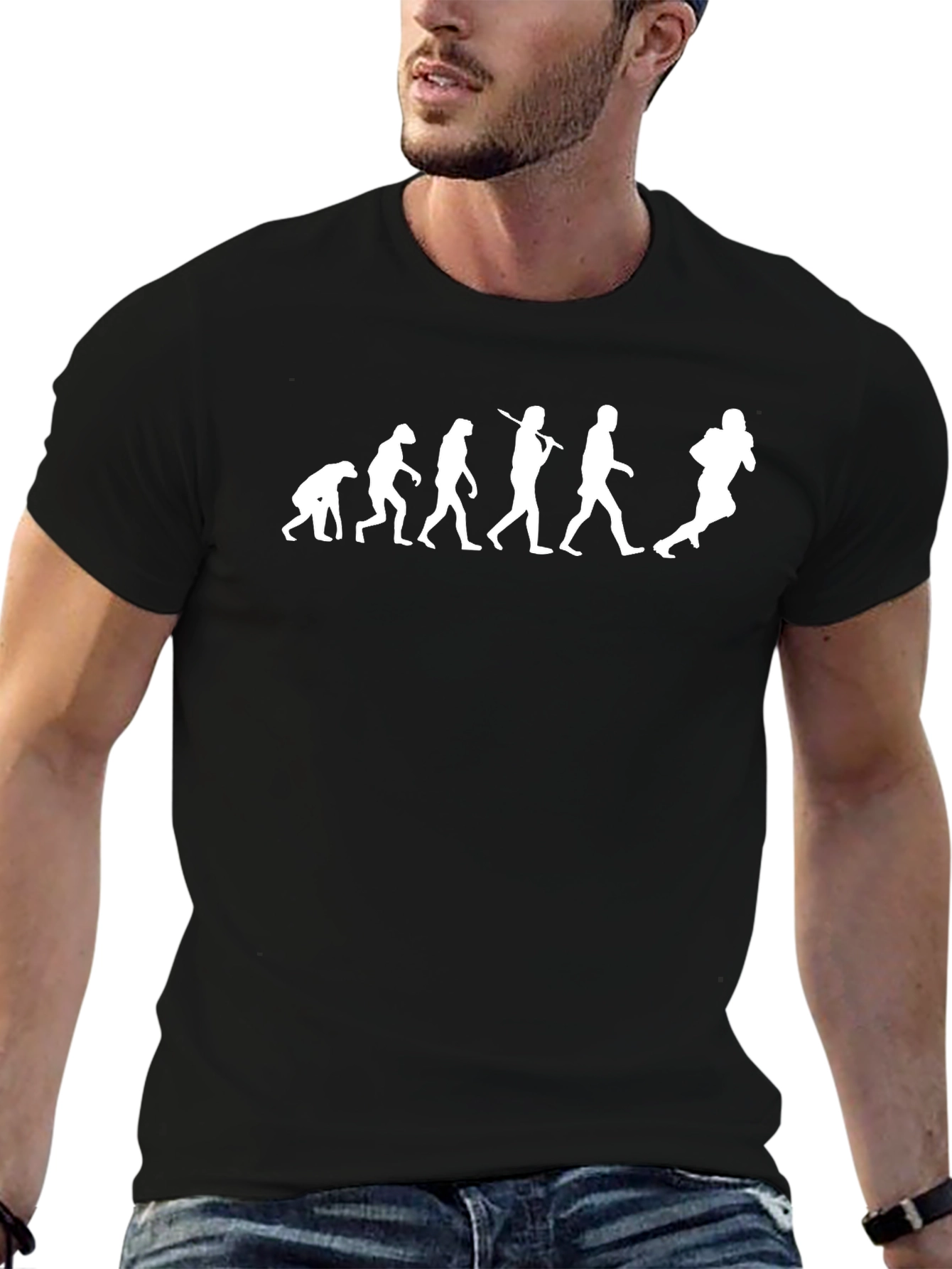 Evolution of a Football Player Black T-Shirt