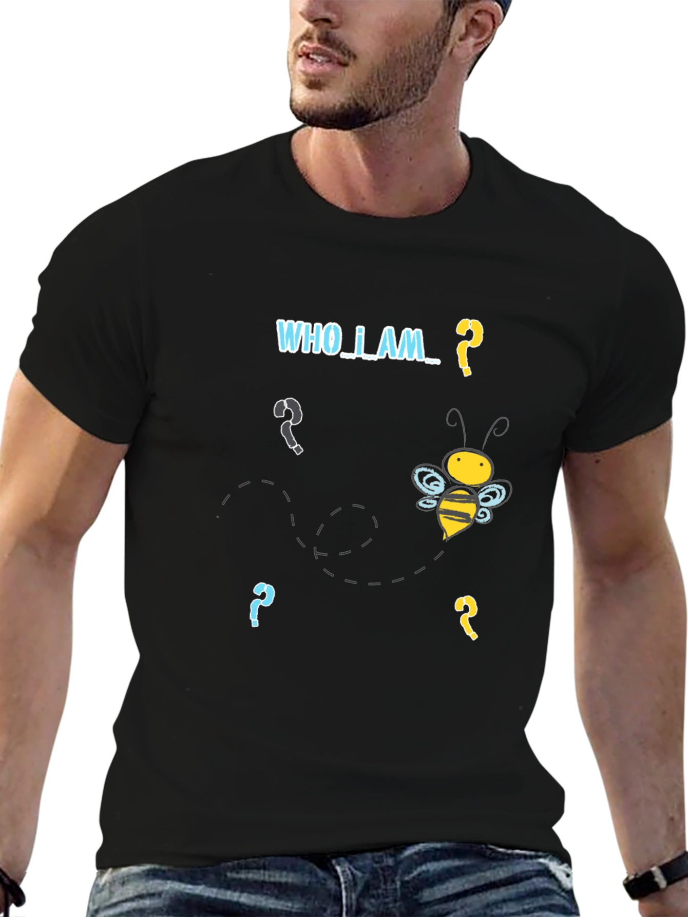 Who Am I Bee T-Shirt - Black Graphic Tee